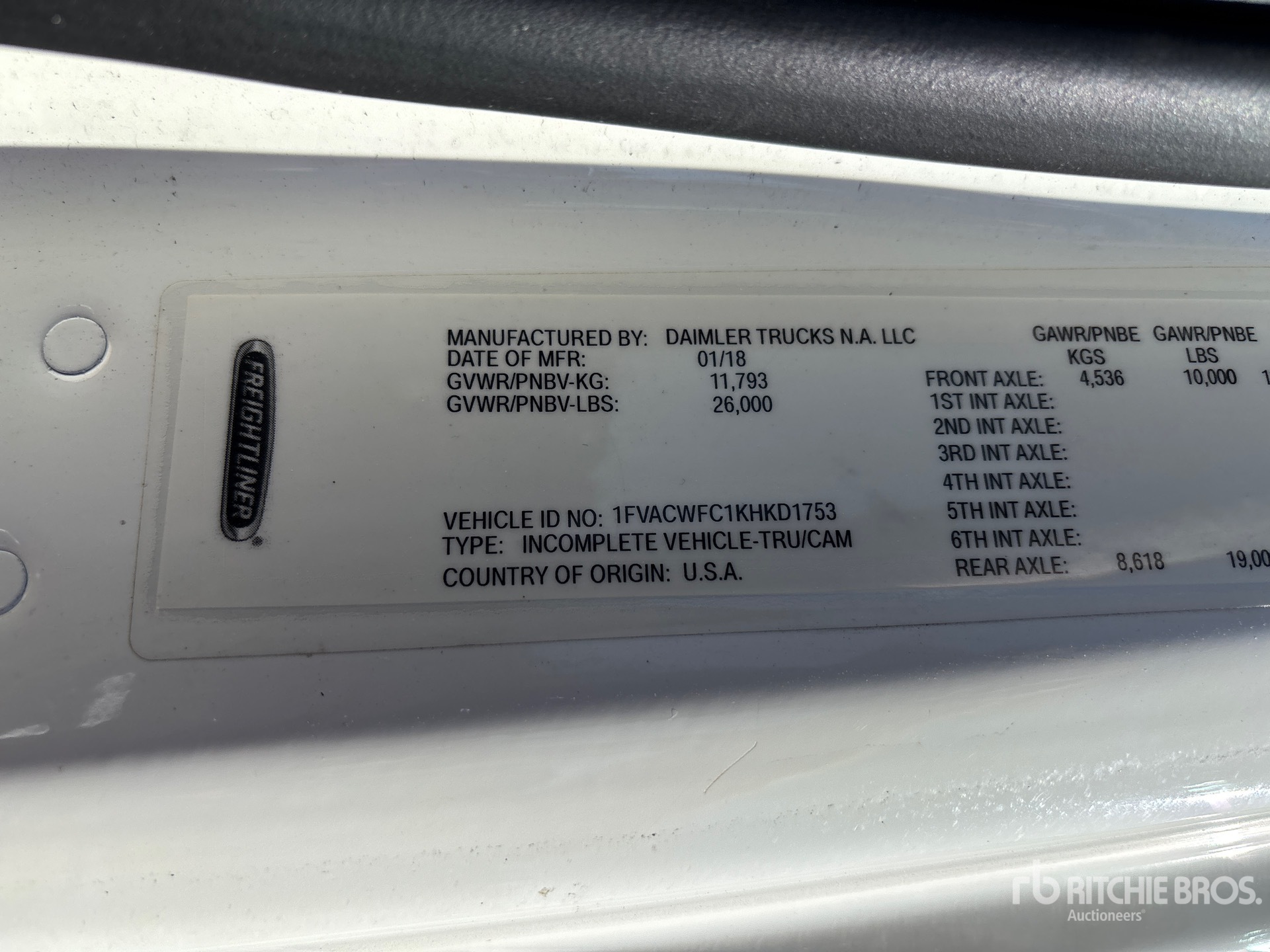 General Appearance with Serial Number / VIN