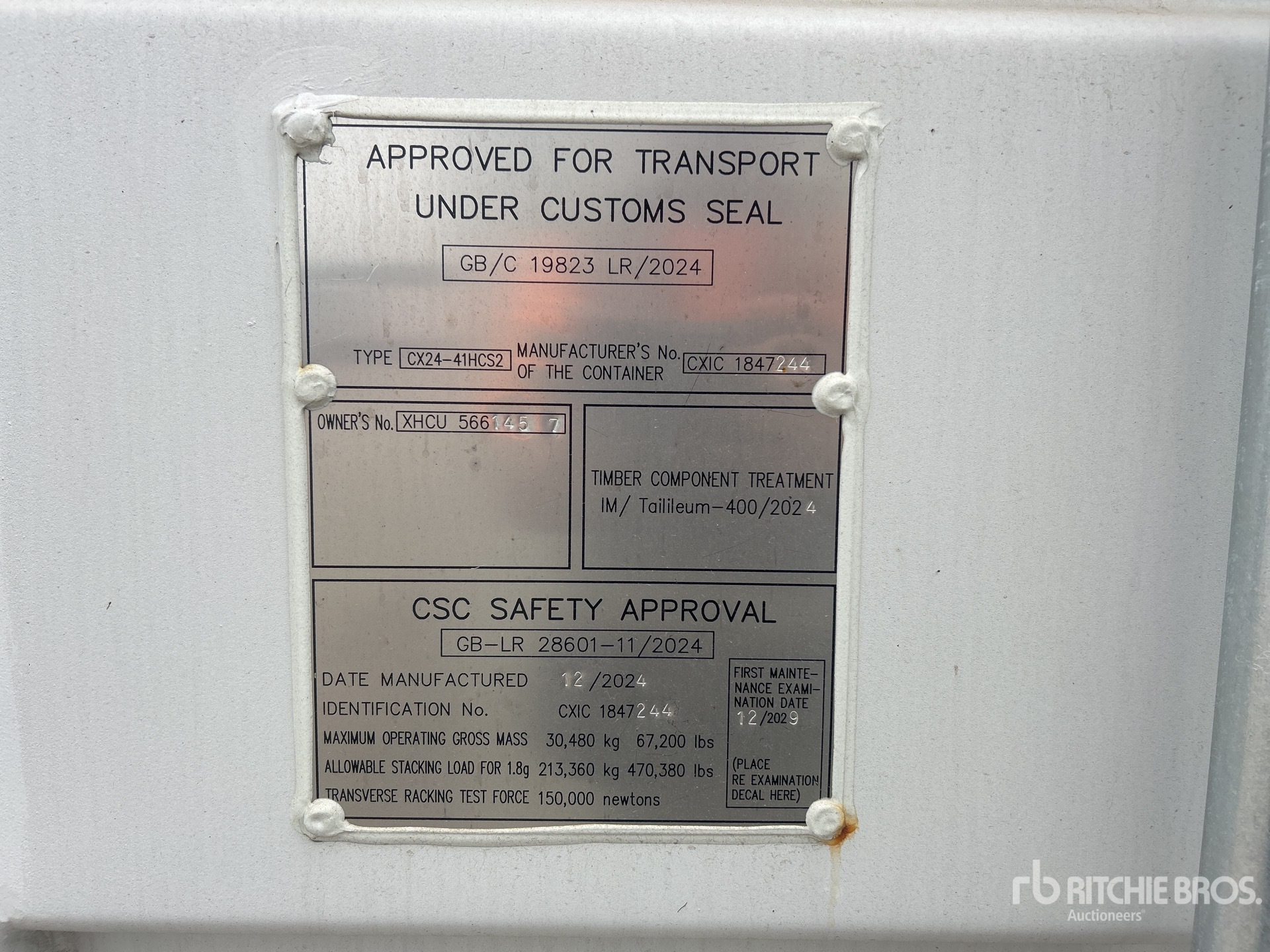General Appearance with Serial Number / VIN