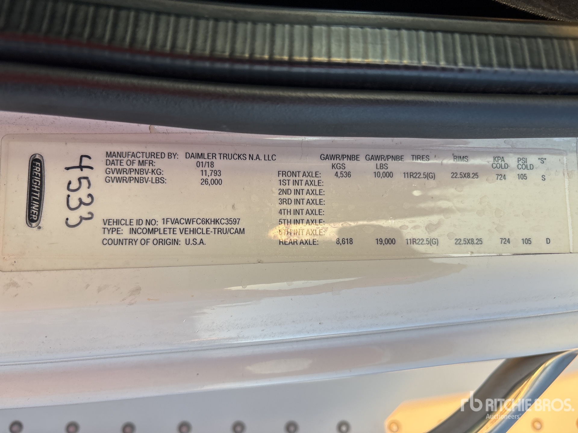 General Appearance with Serial Number / VIN
