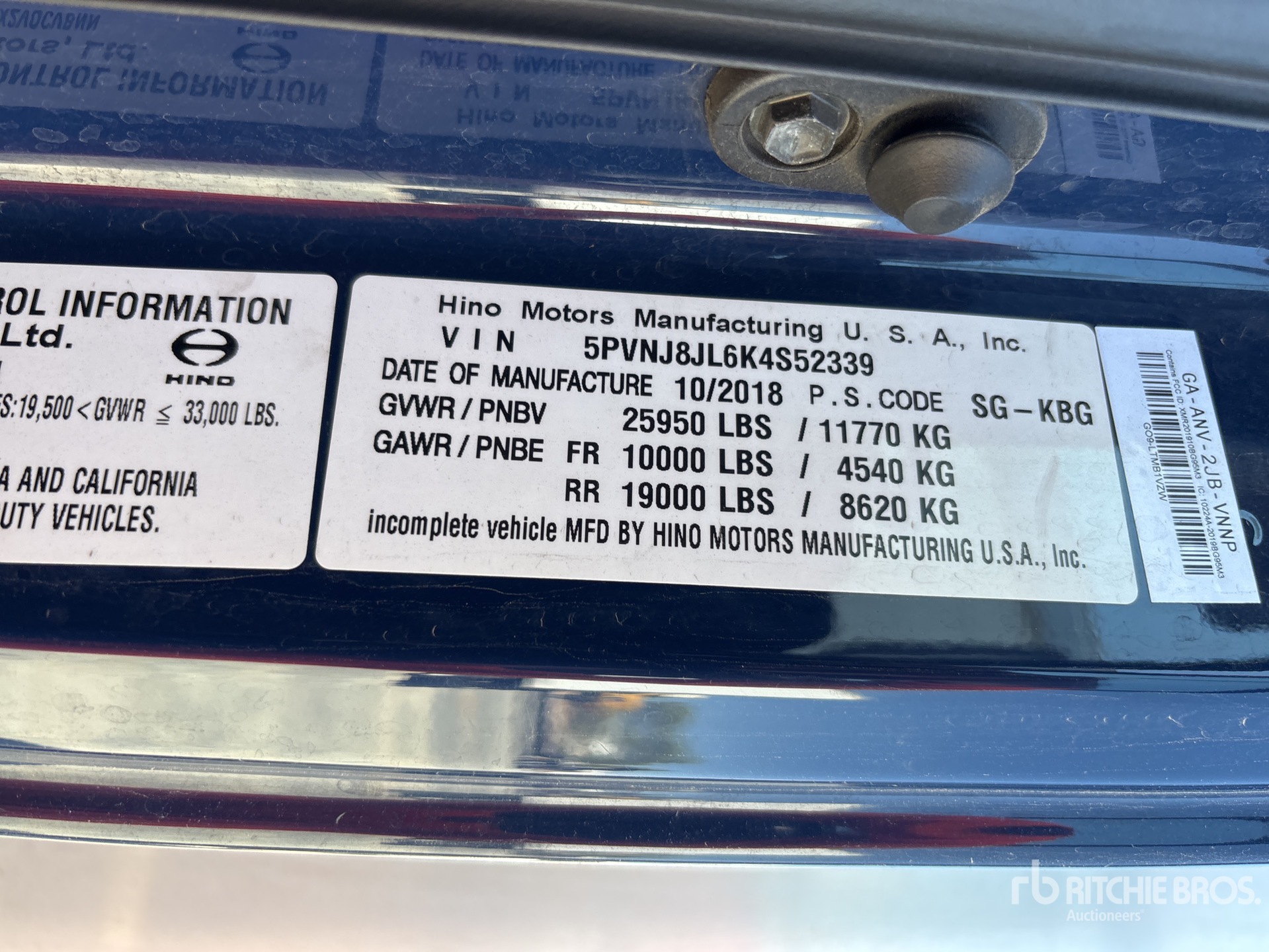 General Appearance with Serial Number / VIN