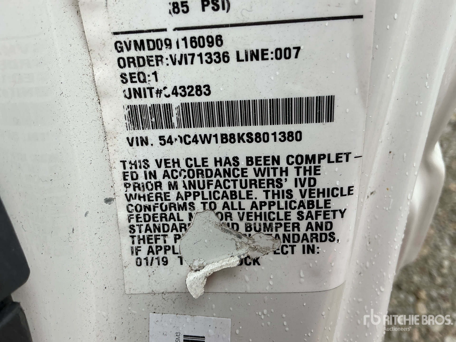 General Appearance with Serial Number / VIN