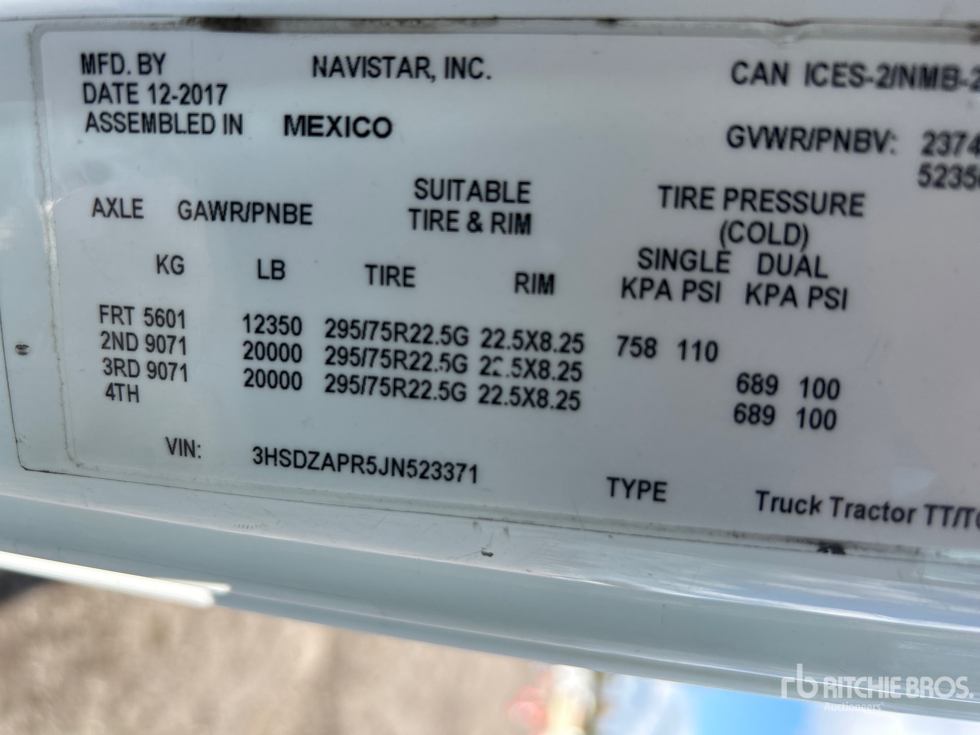 General Appearance with Serial Number / VIN