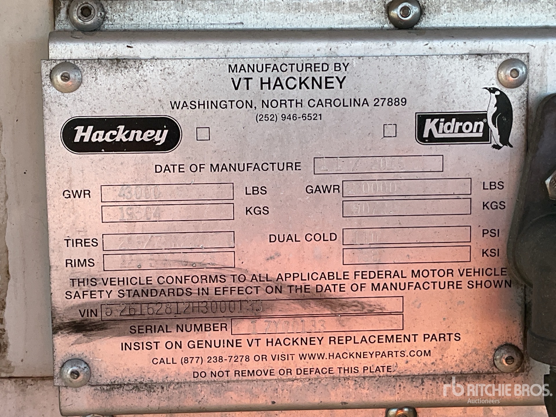 General Appearance with Serial Number / VIN