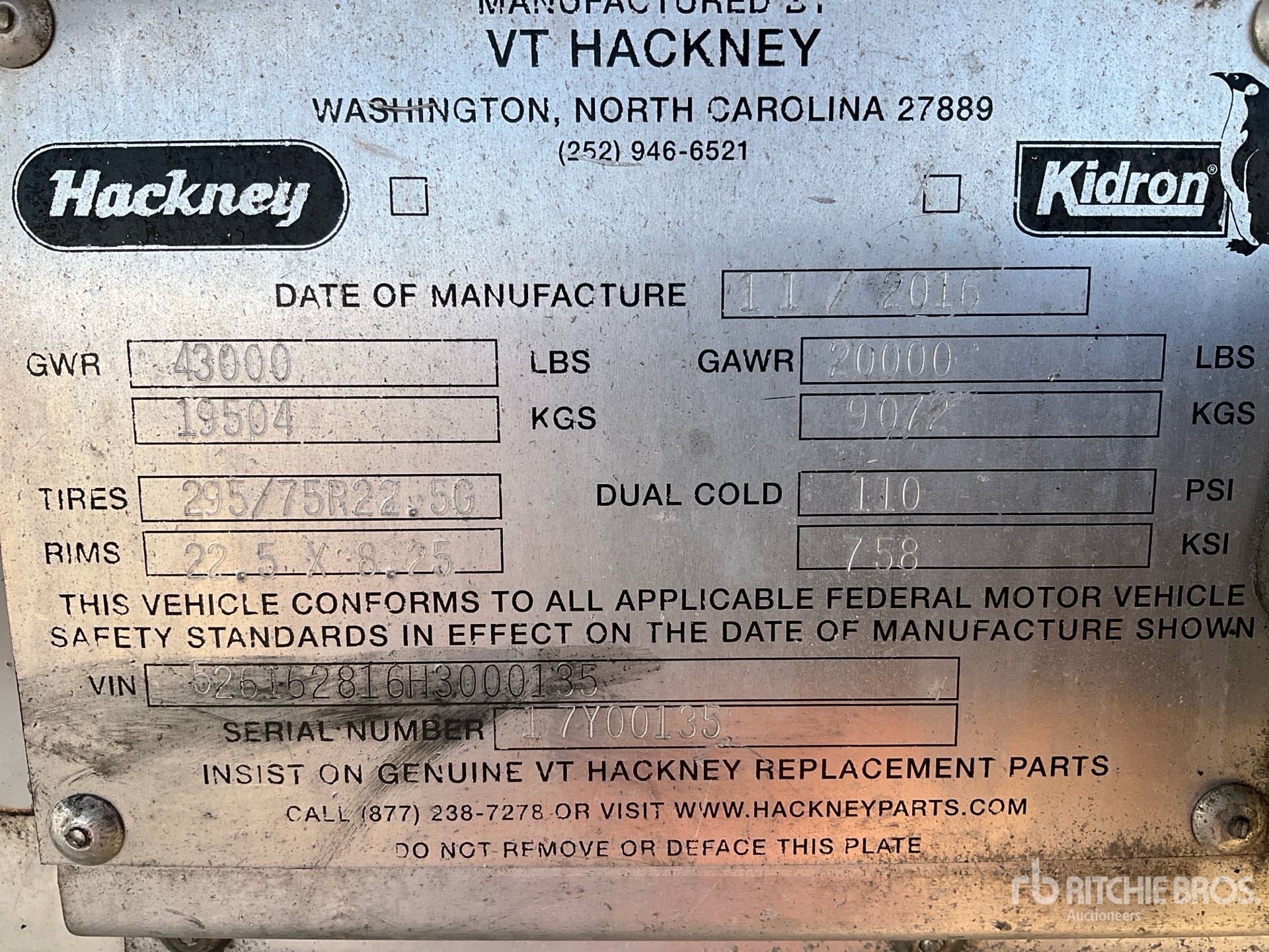 General Appearance with Serial Number / VIN