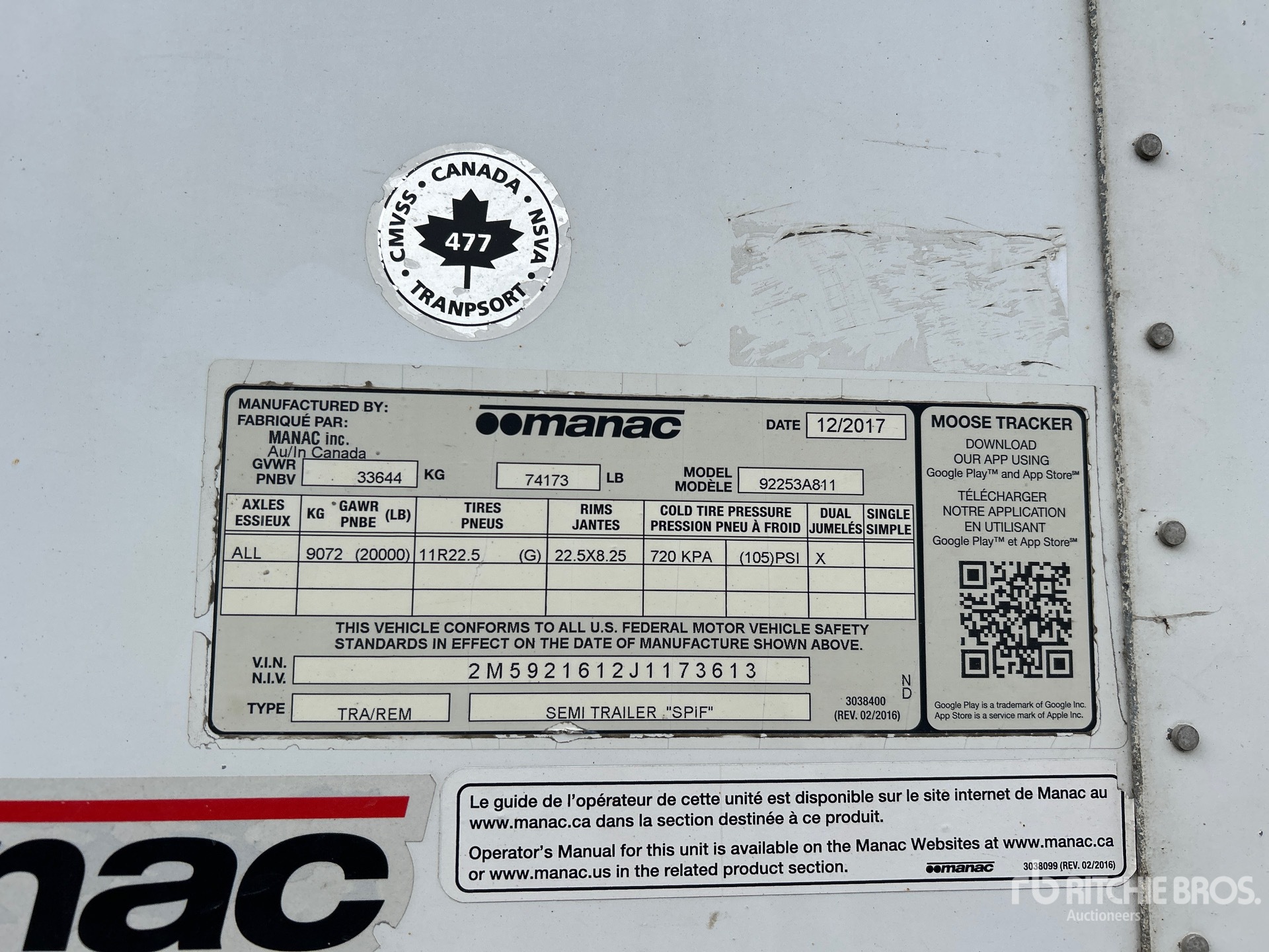 General Appearance with Serial Number / VIN