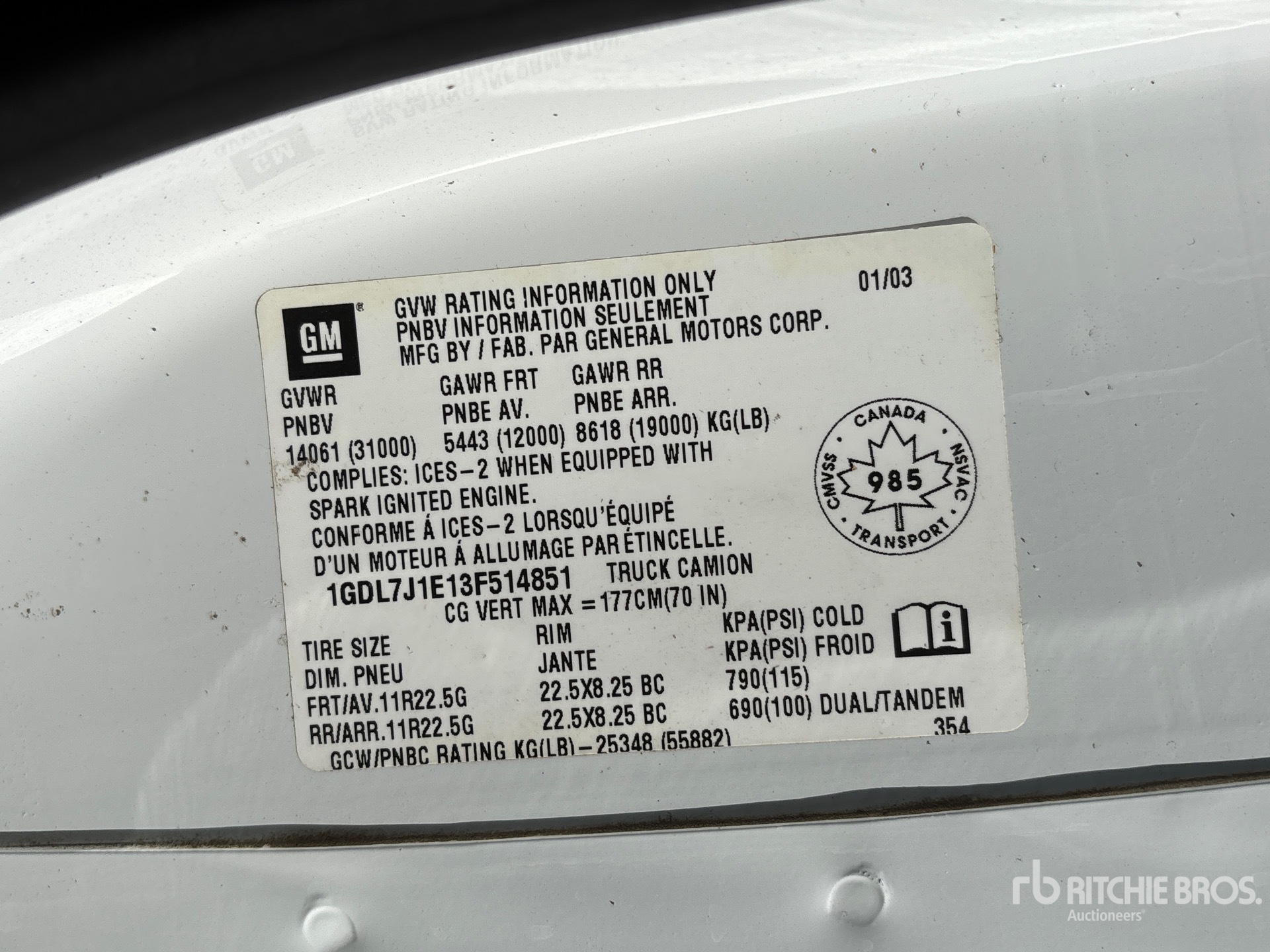 General Appearance with Serial Number / VIN