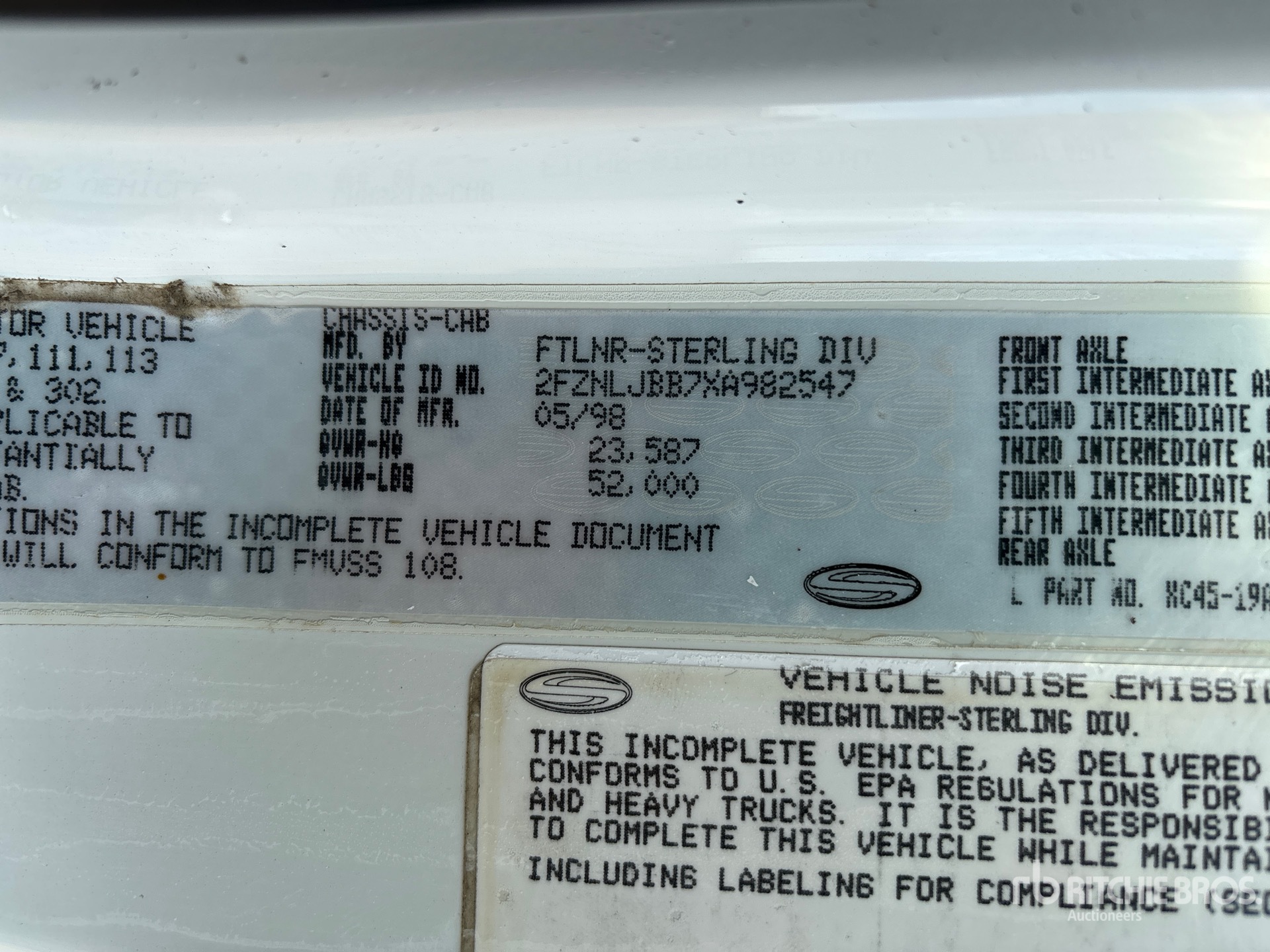 General Appearance with Serial Number / VIN