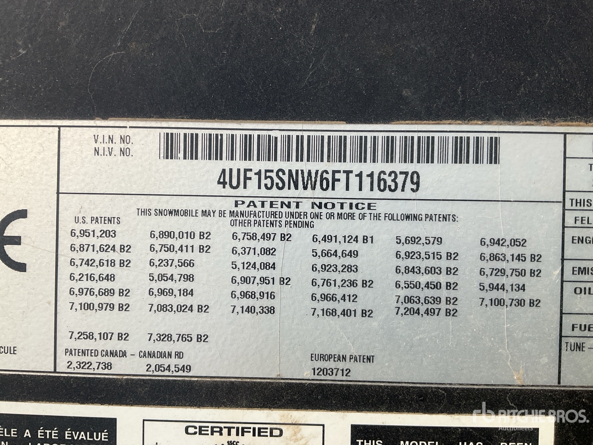 General Appearance with Serial Number / VIN