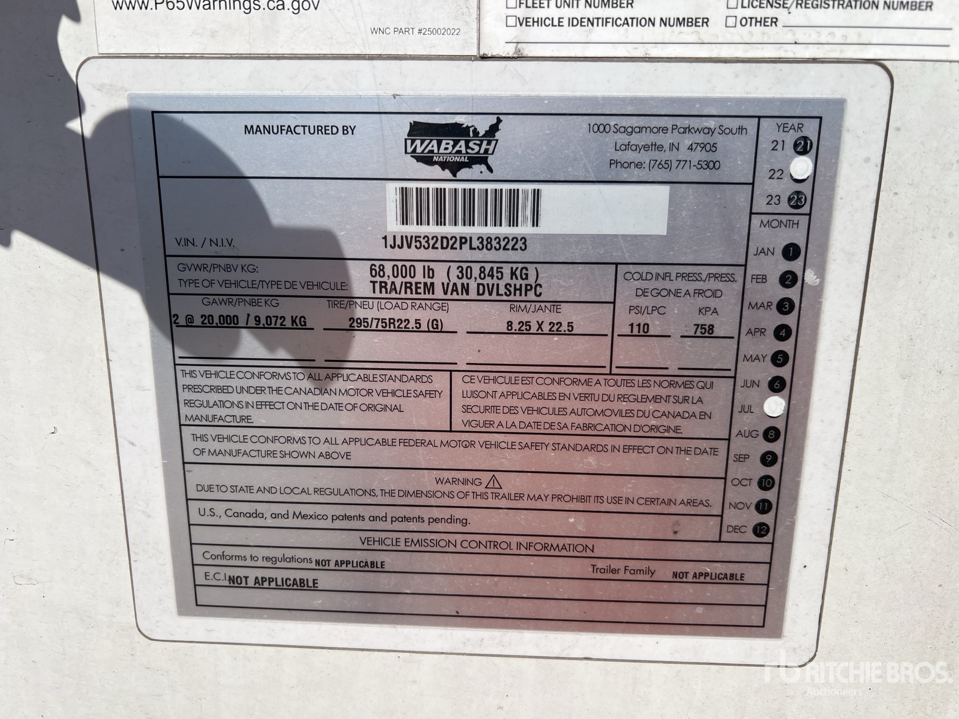 General Appearance with Serial Number / VIN