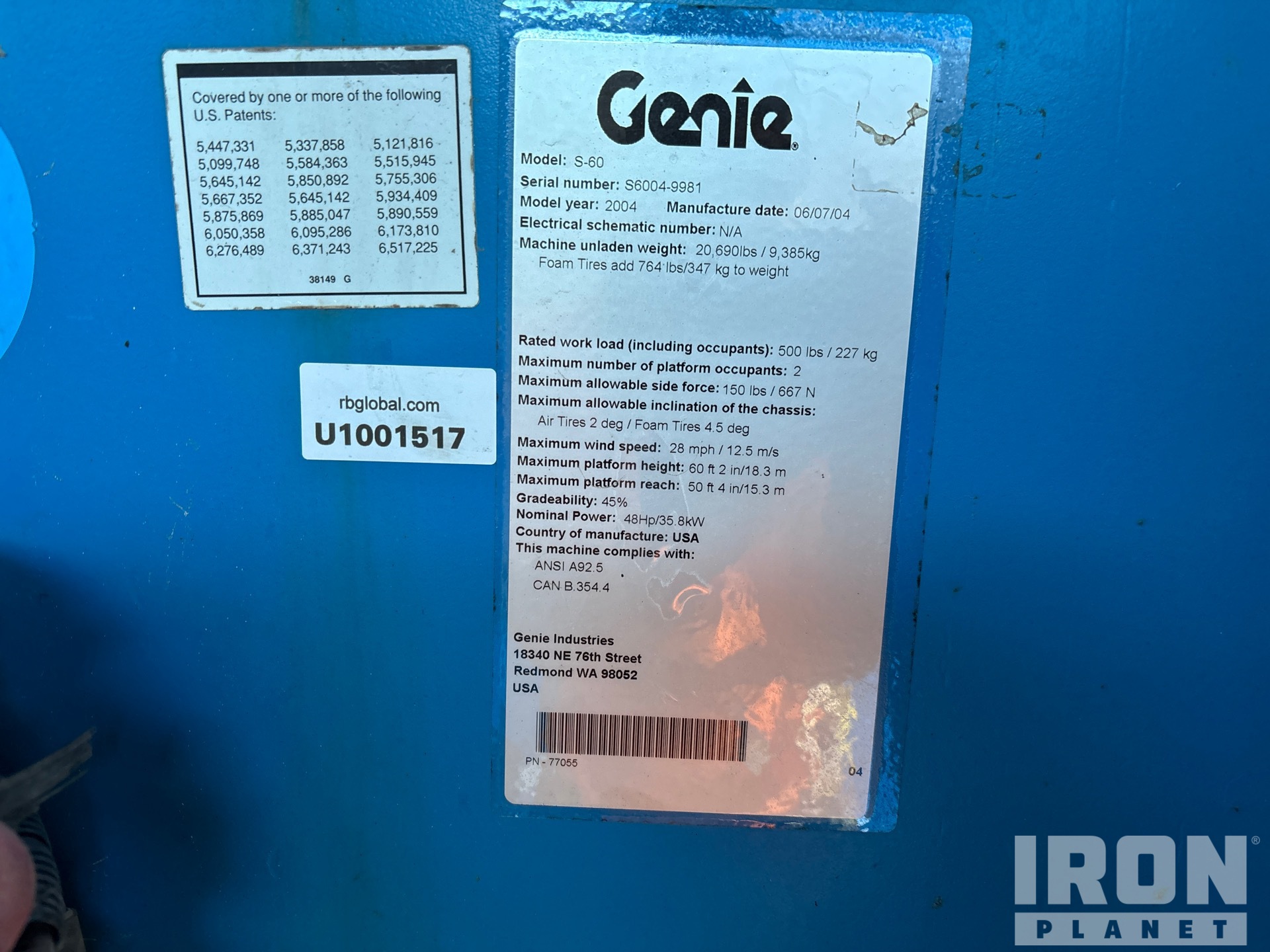 General Appearance with Serial Number / VIN