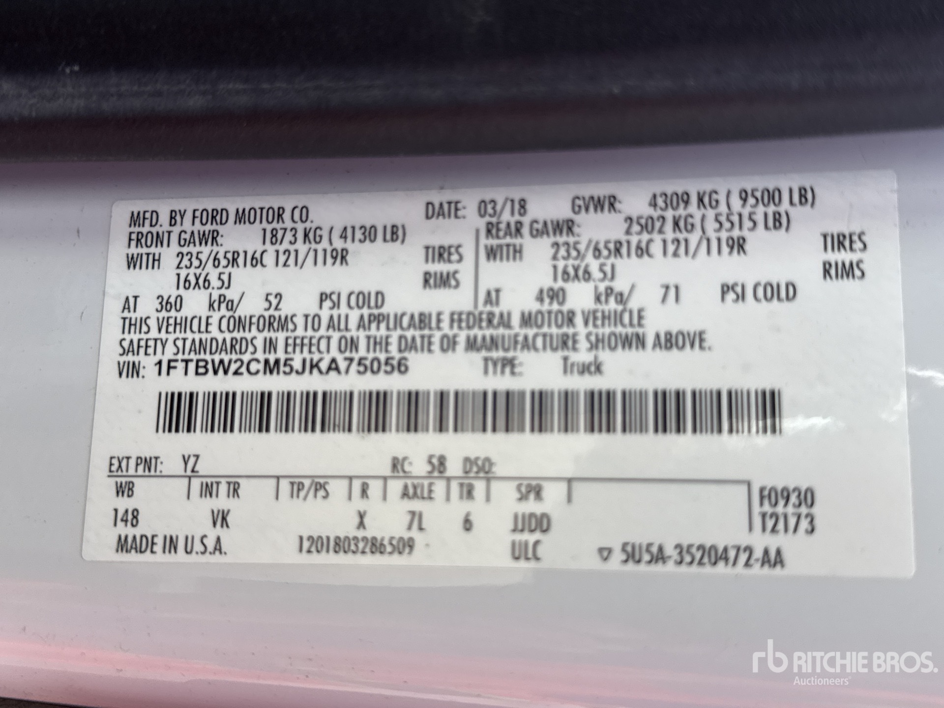 General Appearance with Serial Number / VIN