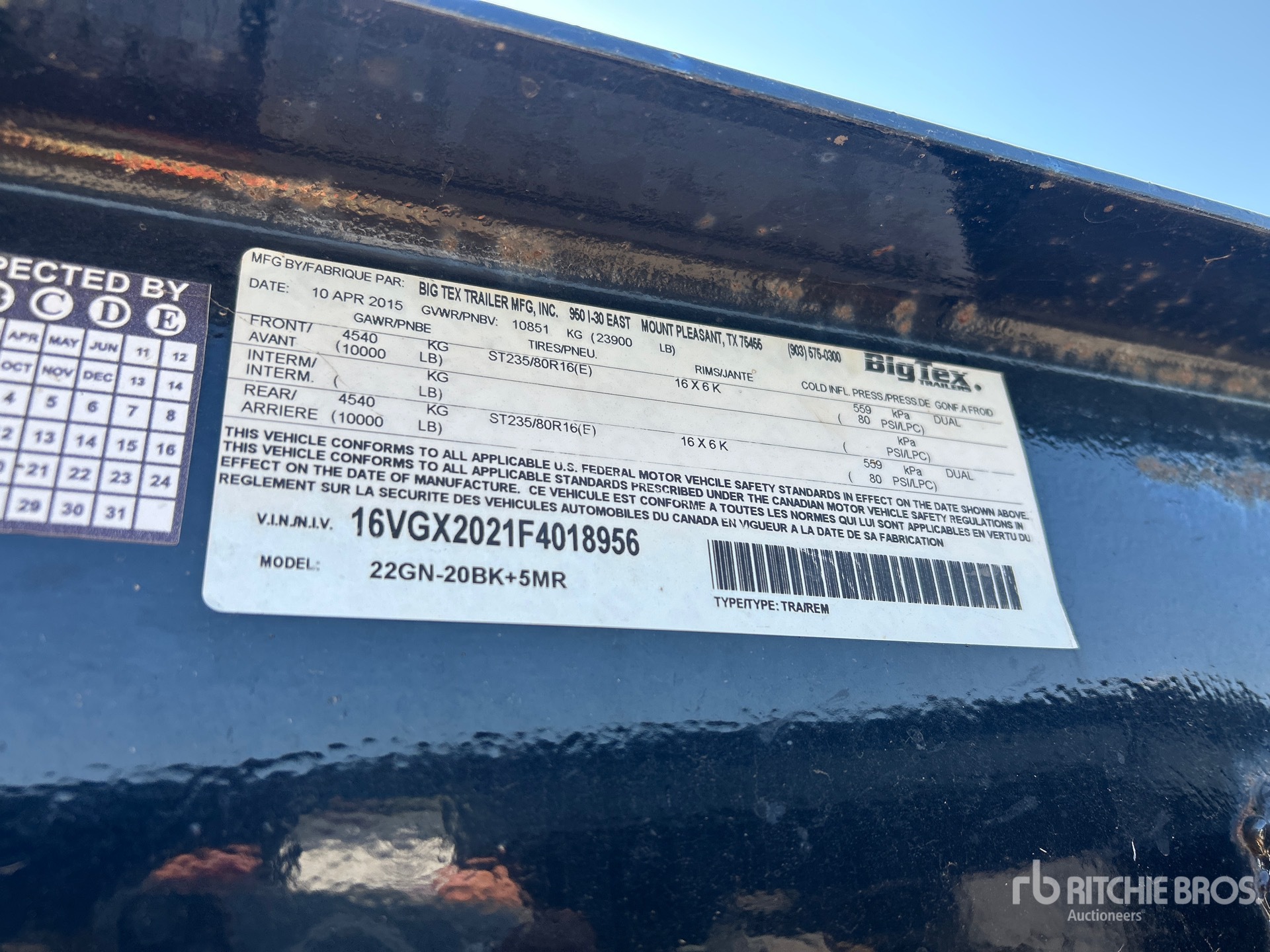 General Appearance with Serial Number / VIN