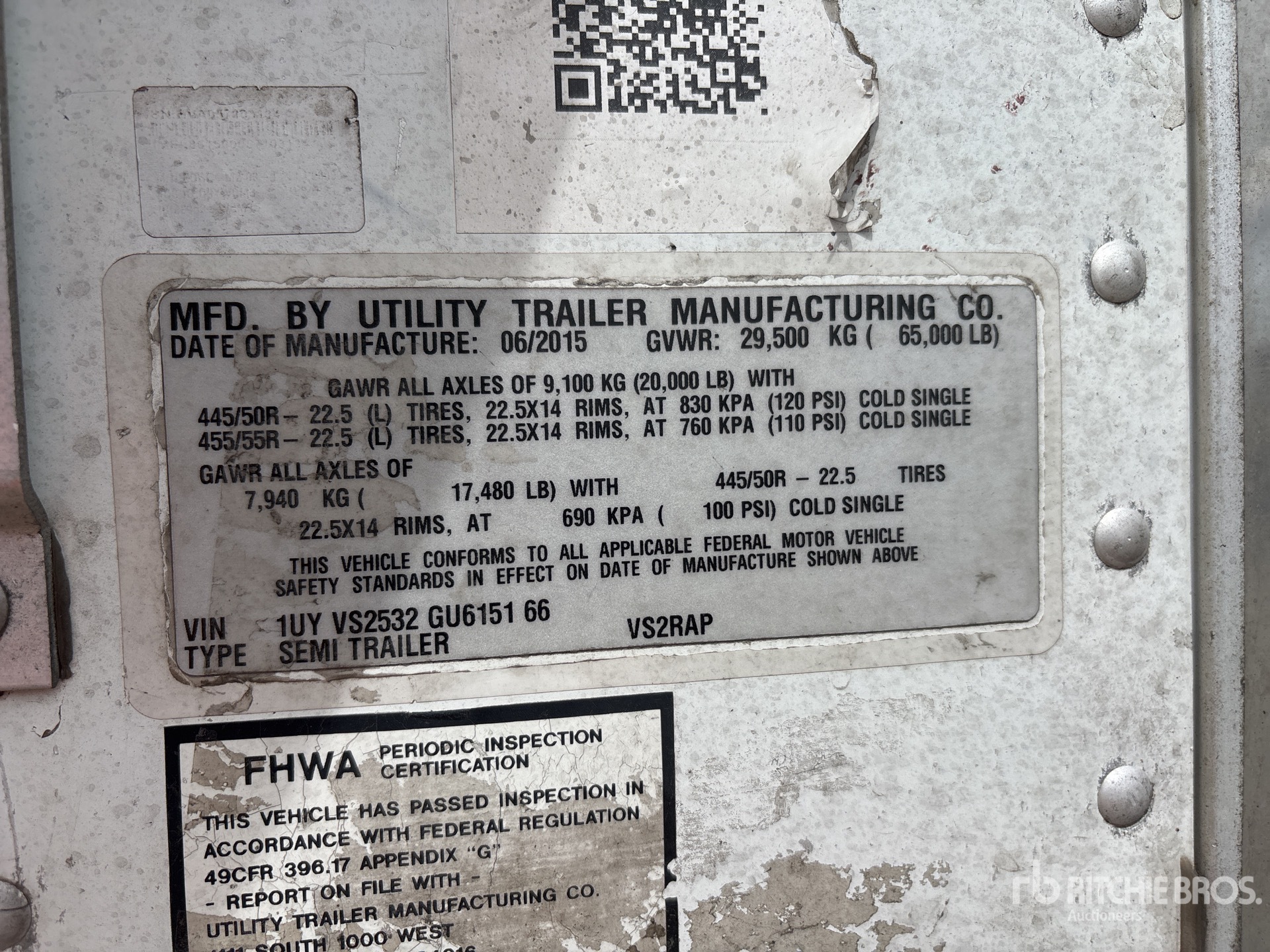 General Appearance with Serial Number / VIN
