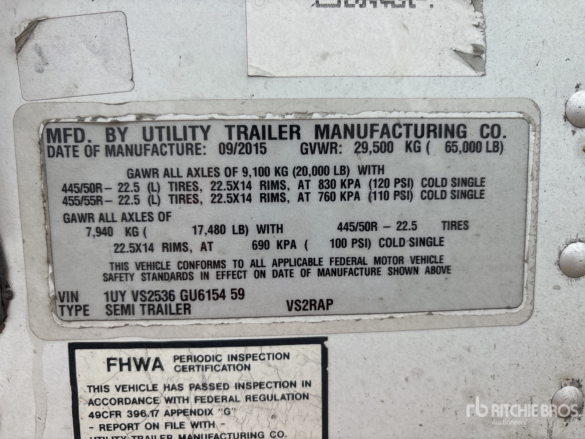 General Appearance with Serial Number / VIN