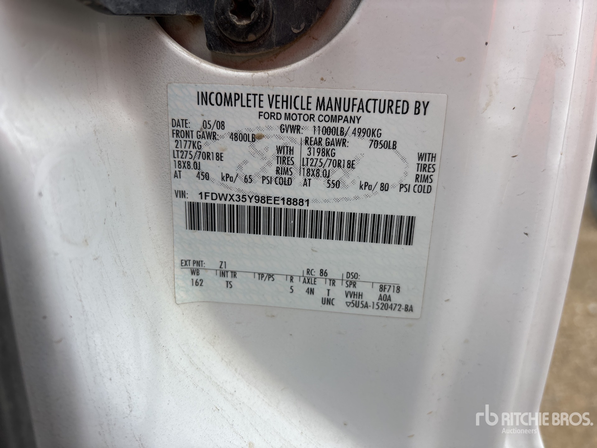 General Appearance with Serial Number / VIN
