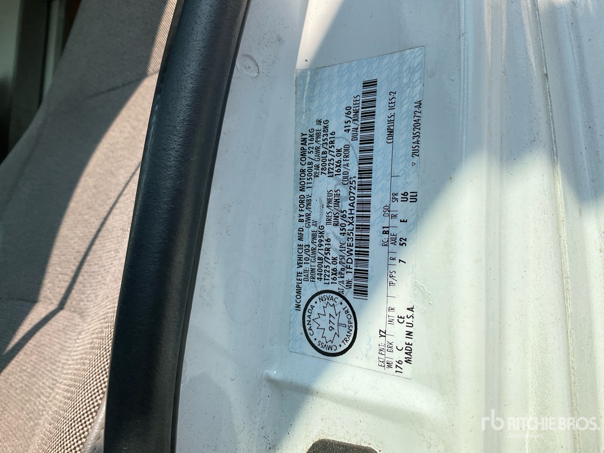 General Appearance with Serial Number / VIN