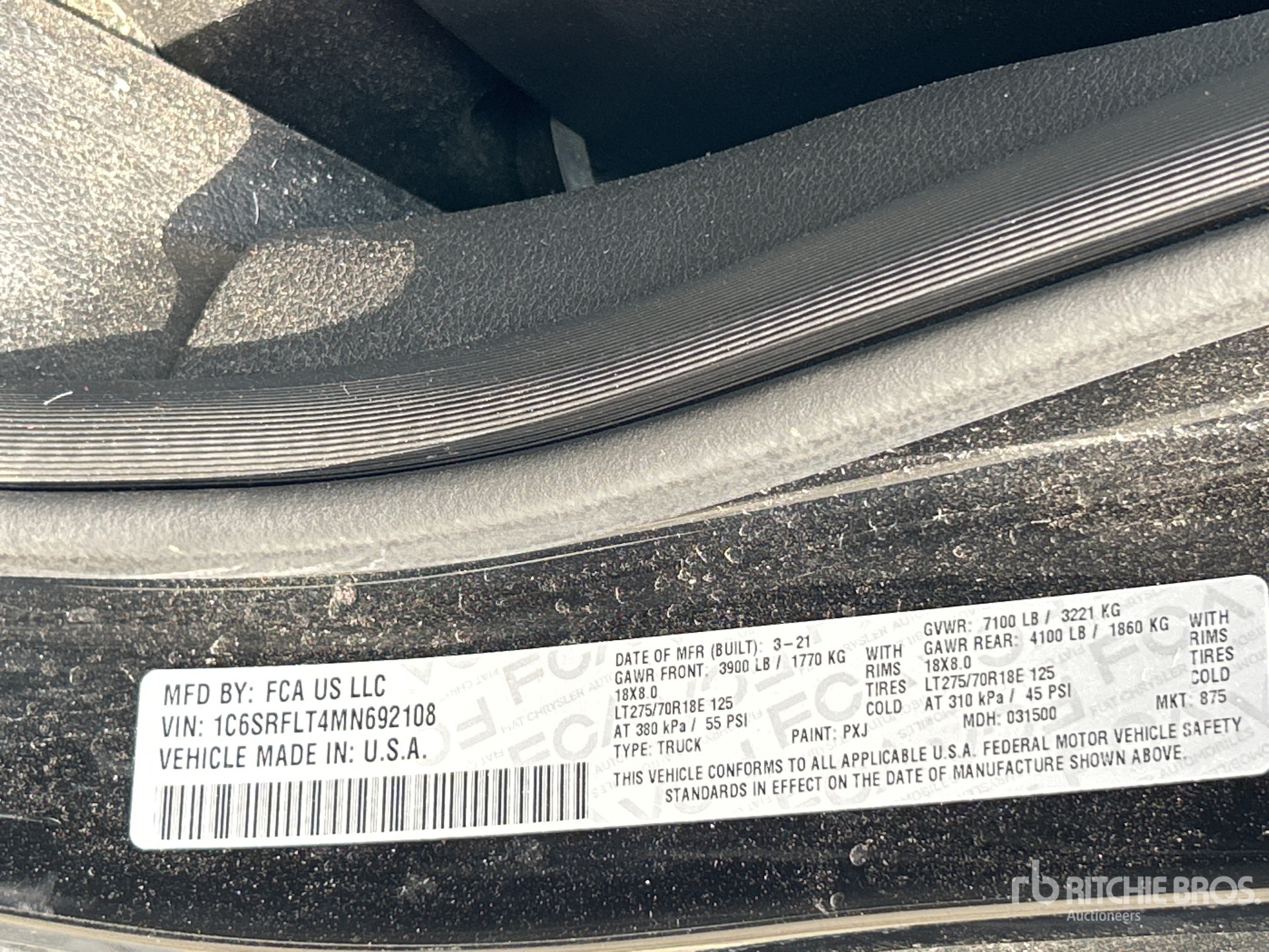 General Appearance with Serial Number / VIN