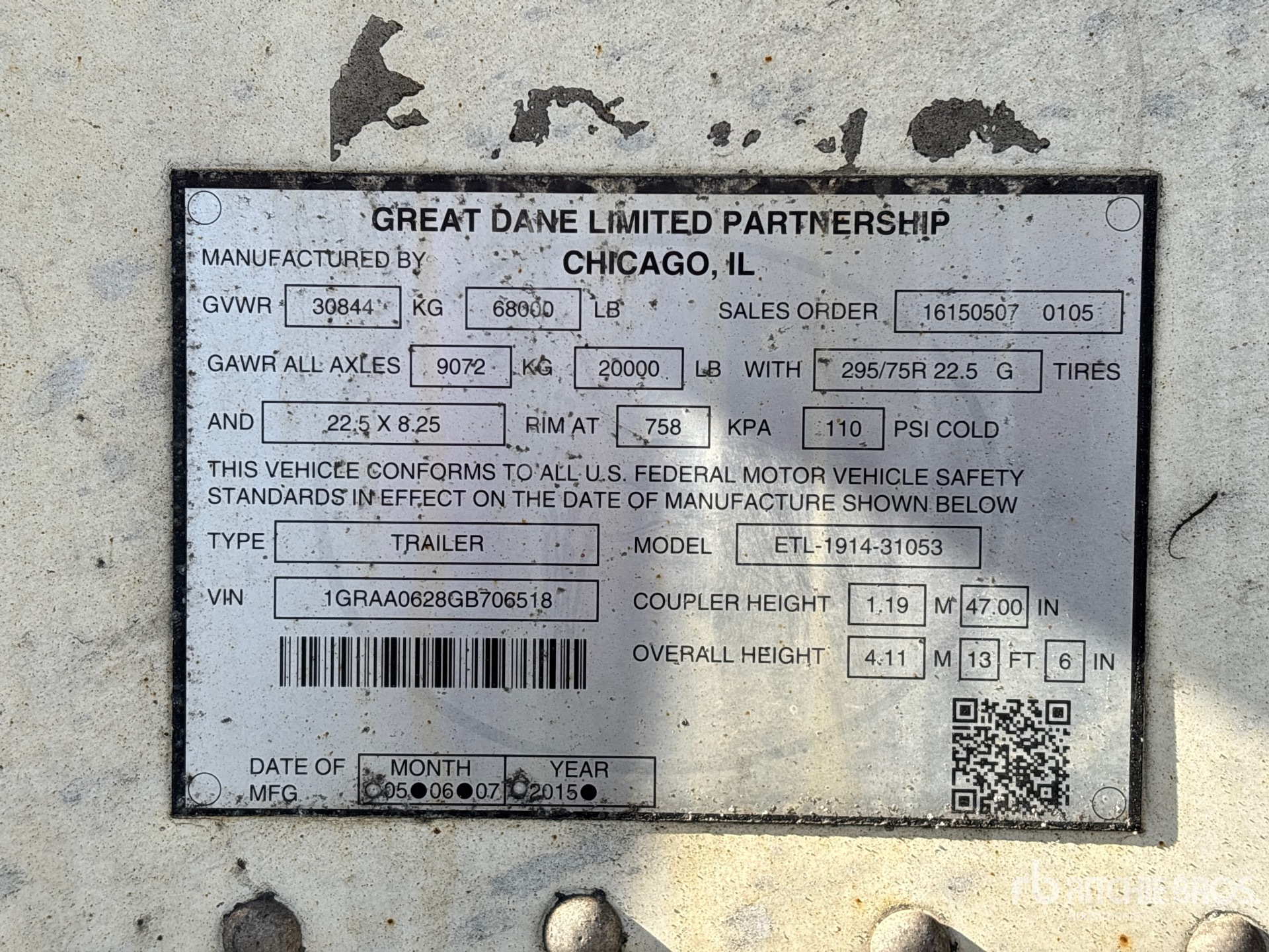 General Appearance with Serial Number / VIN