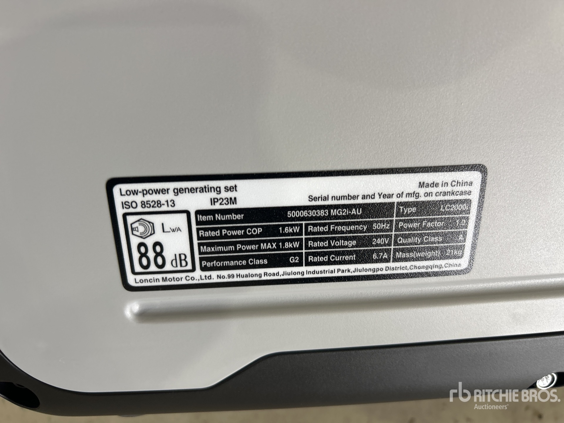 General Appearance with Serial Number / VIN