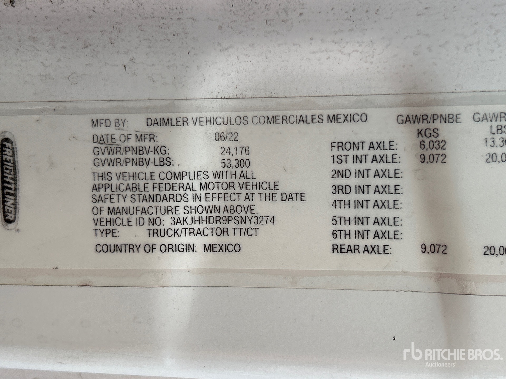 General Appearance with Serial Number / VIN