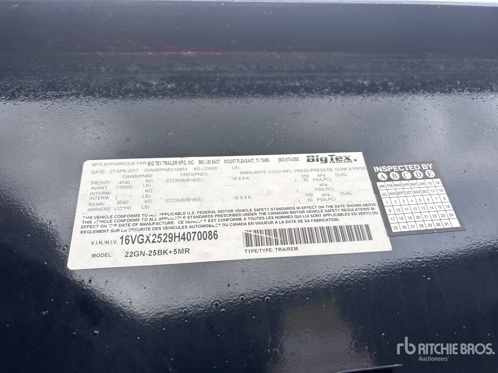 General Appearance with Serial Number / VIN