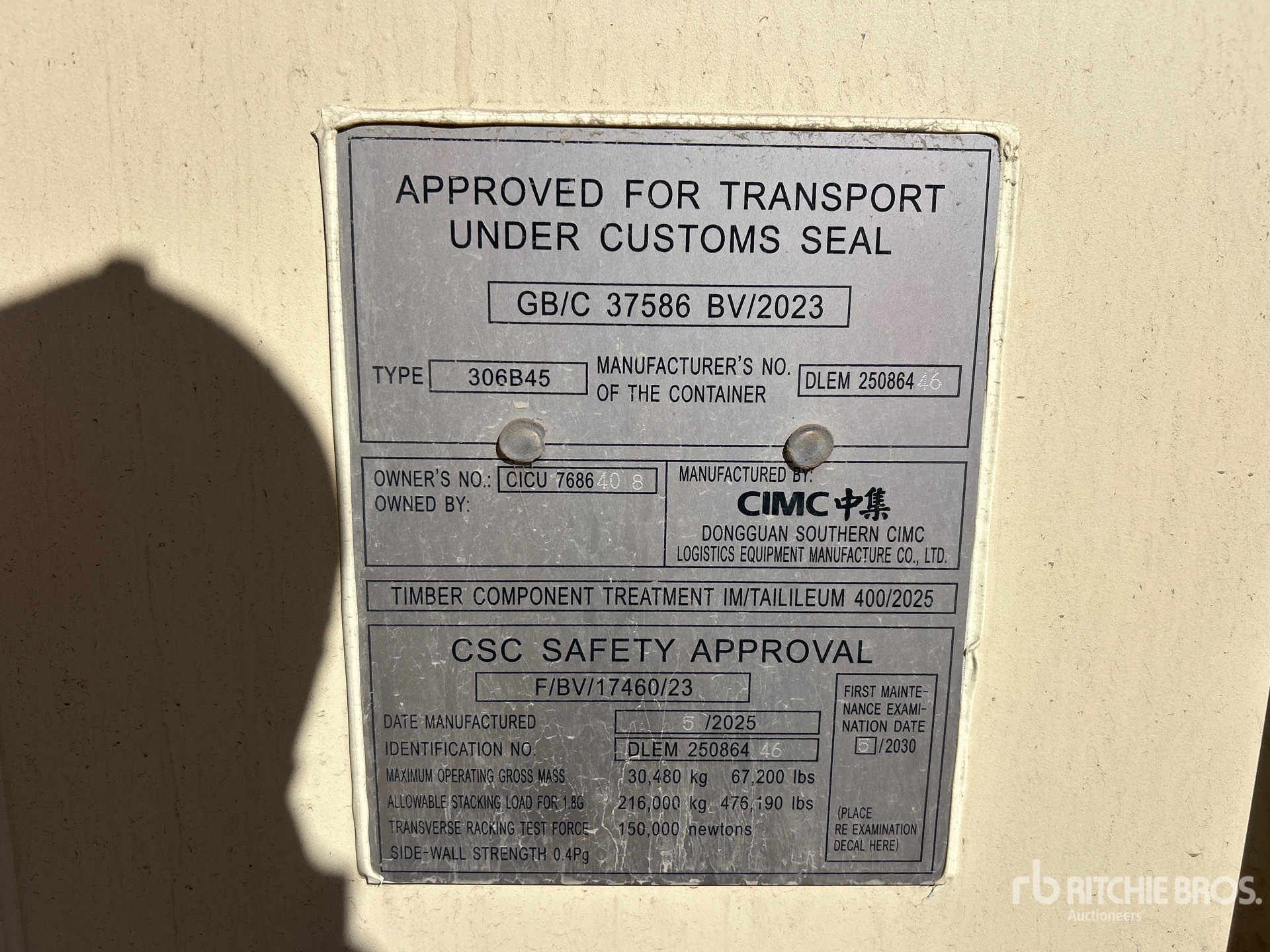 General Appearance with Serial Number / VIN