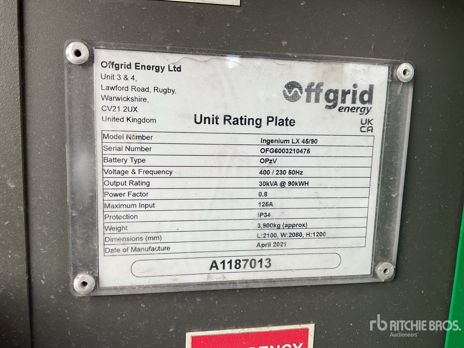 General Appearance with Serial Number / VIN