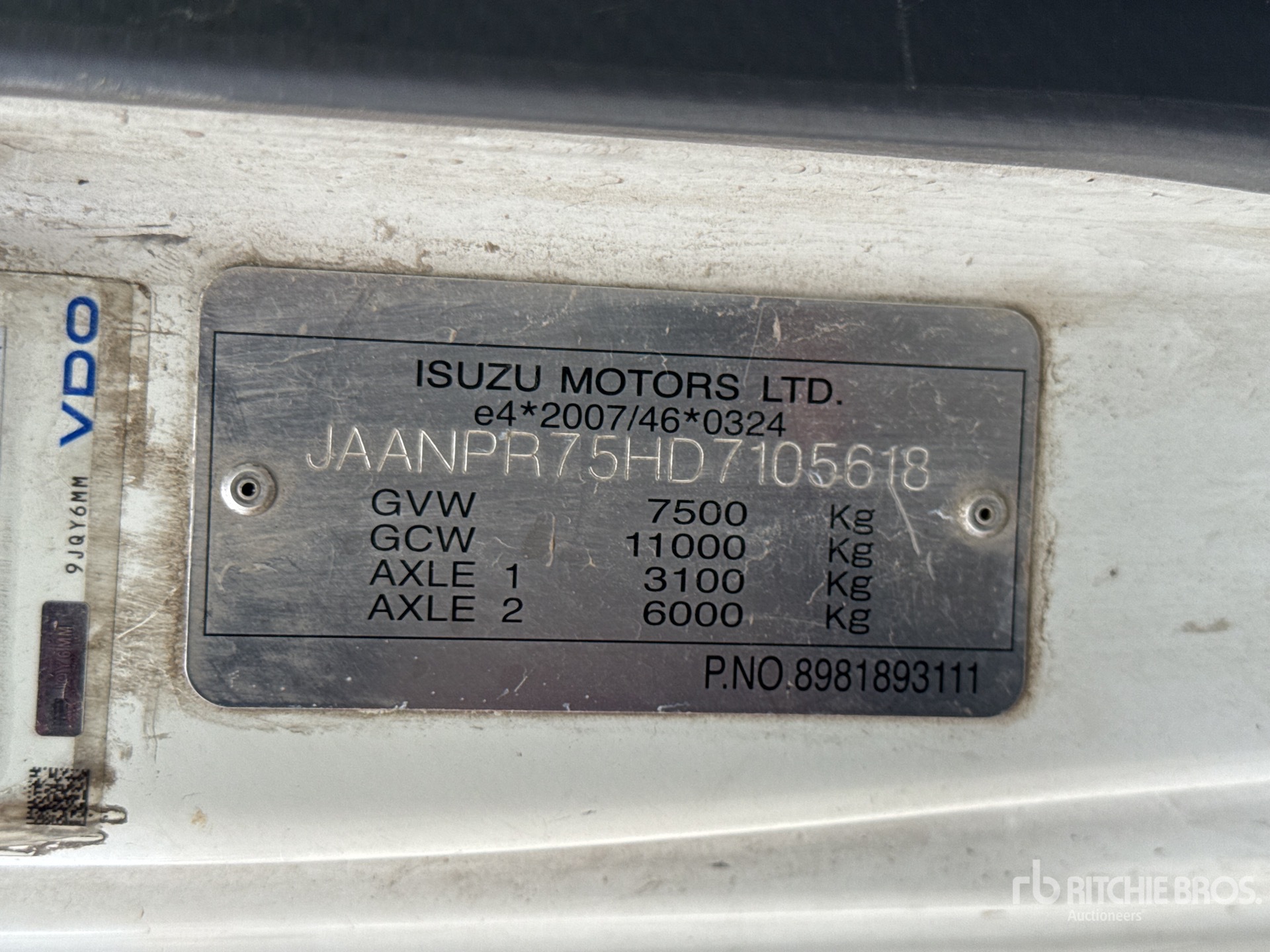 General Appearance with Serial Number / VIN