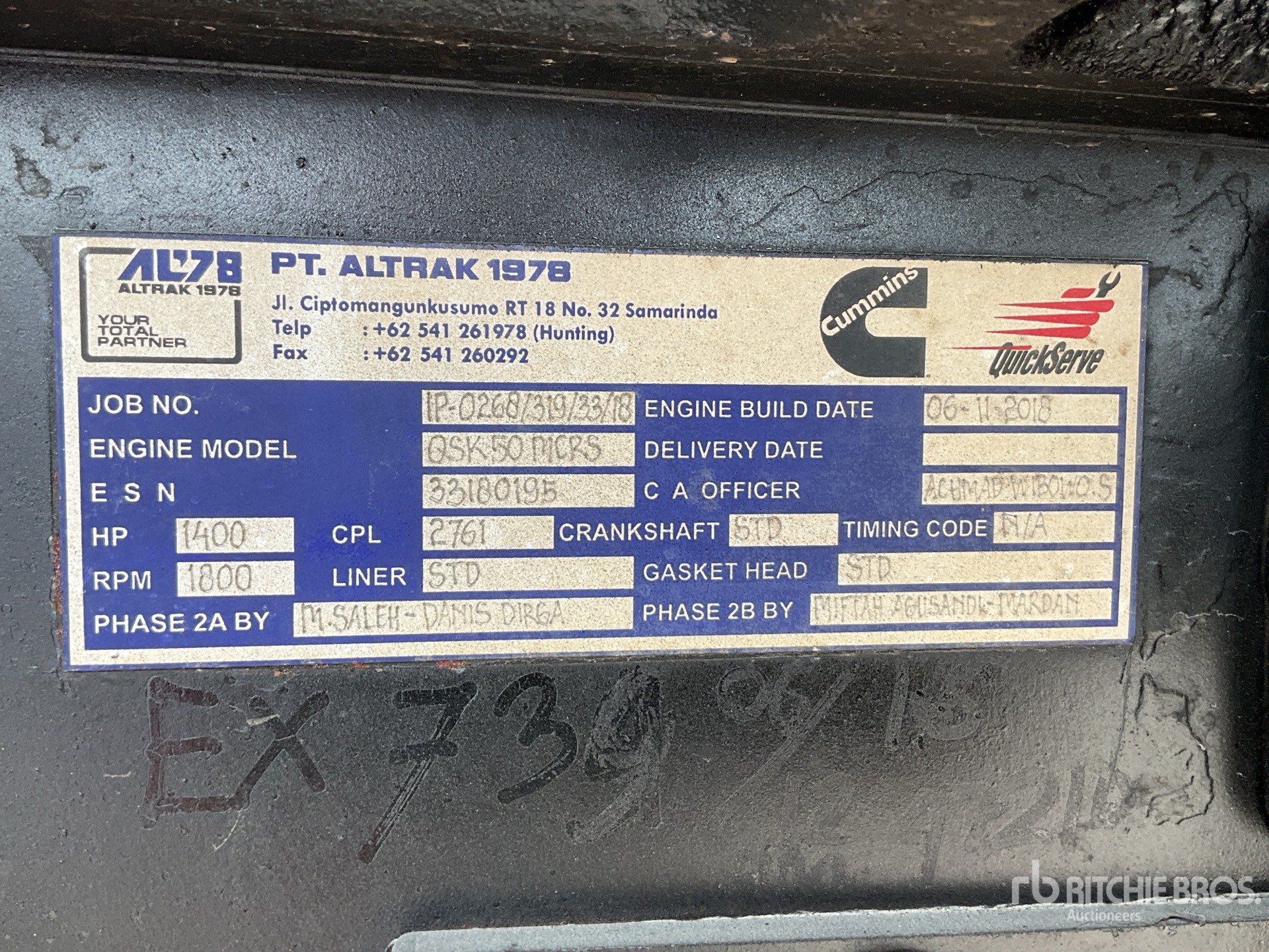 General Appearance with Serial Number / VIN