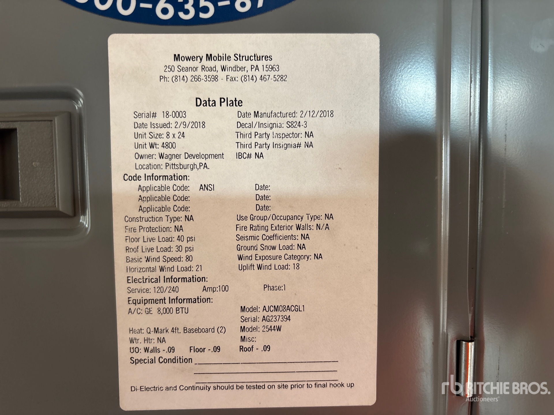 General Appearance with Serial Number / VIN