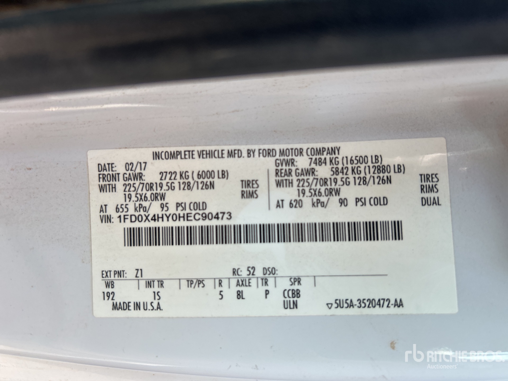 General Appearance with Serial Number / VIN