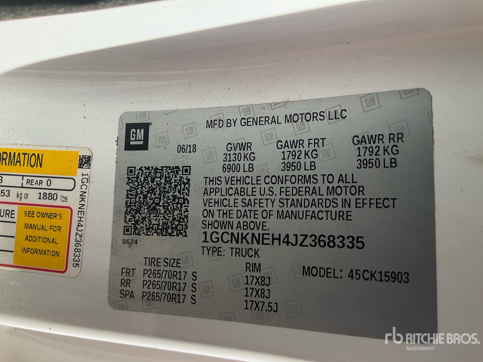 General Appearance with Serial Number / VIN