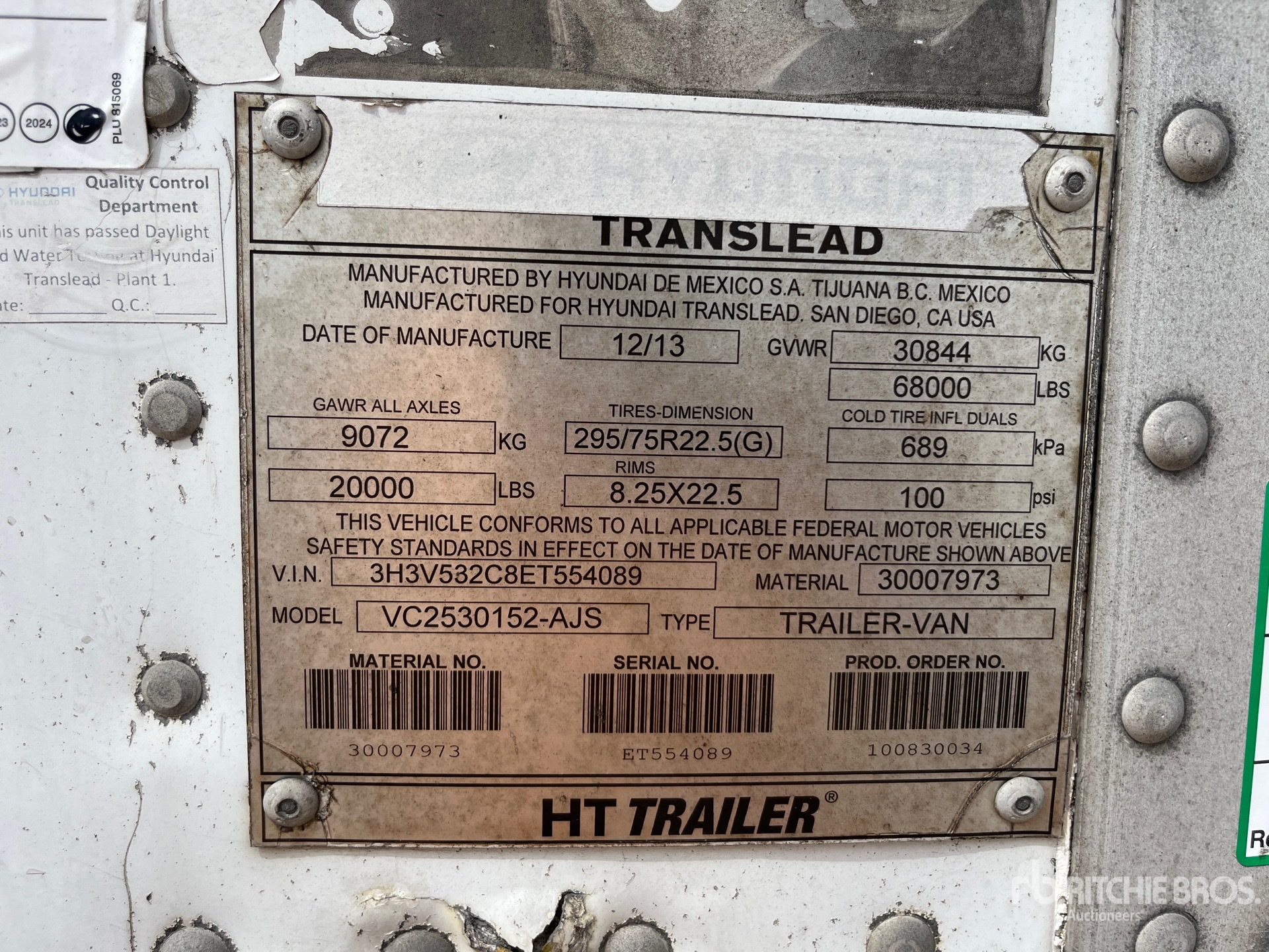 General Appearance with Serial Number / VIN