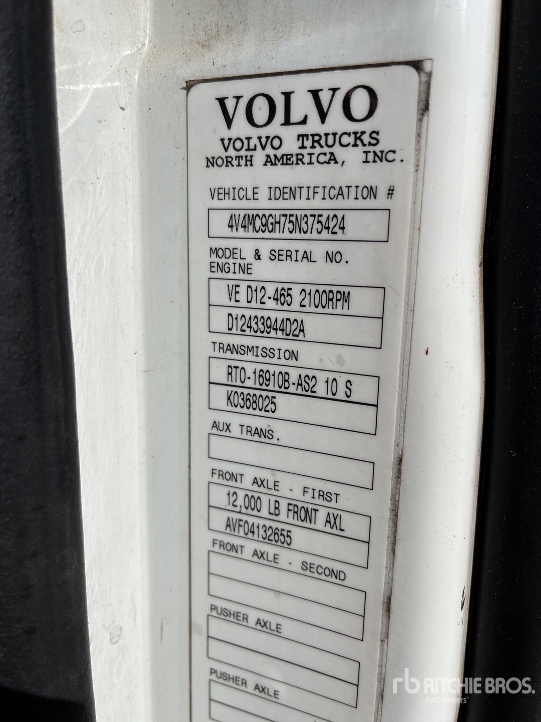 General Appearance with Serial Number / VIN