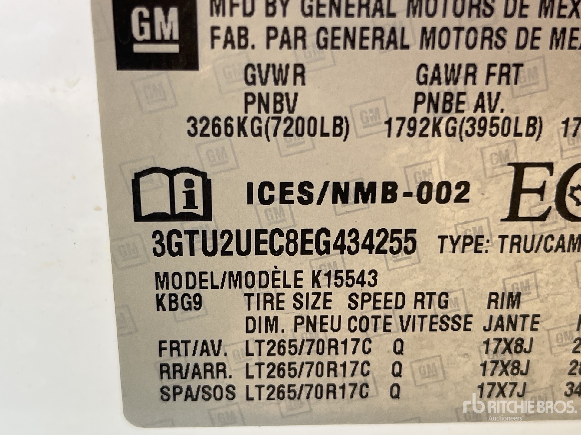 General Appearance with Serial Number / VIN