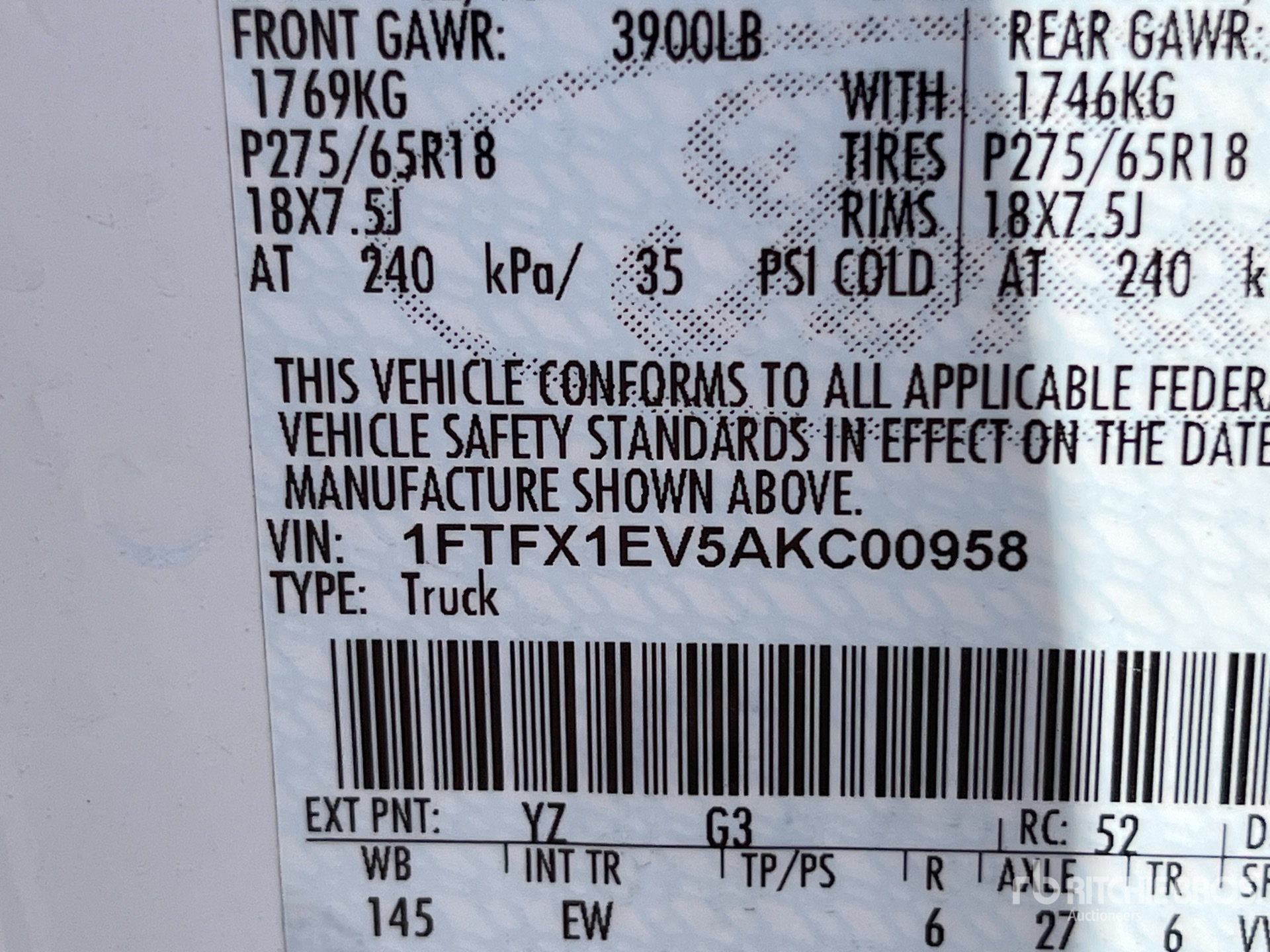 General Appearance with Serial Number / VIN