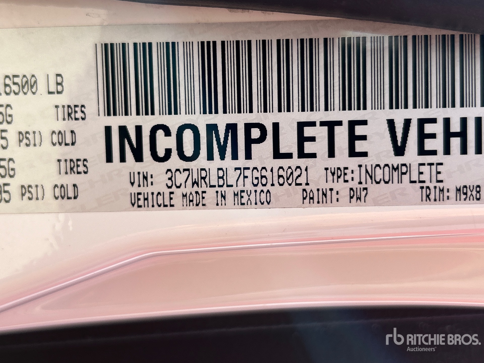 General Appearance with Serial Number / VIN
