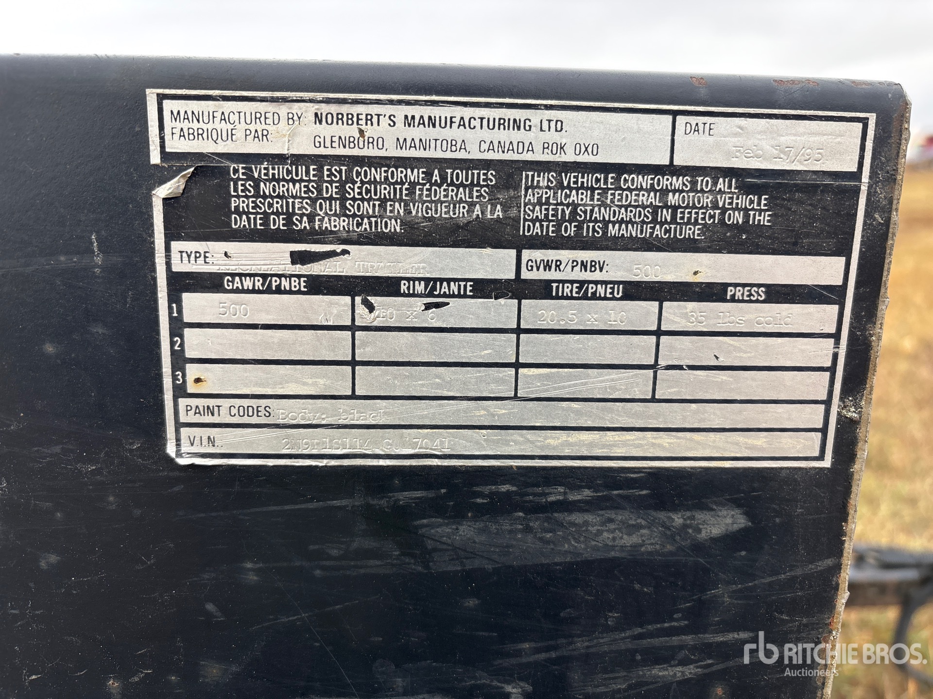 General Appearance with Serial Number / VIN