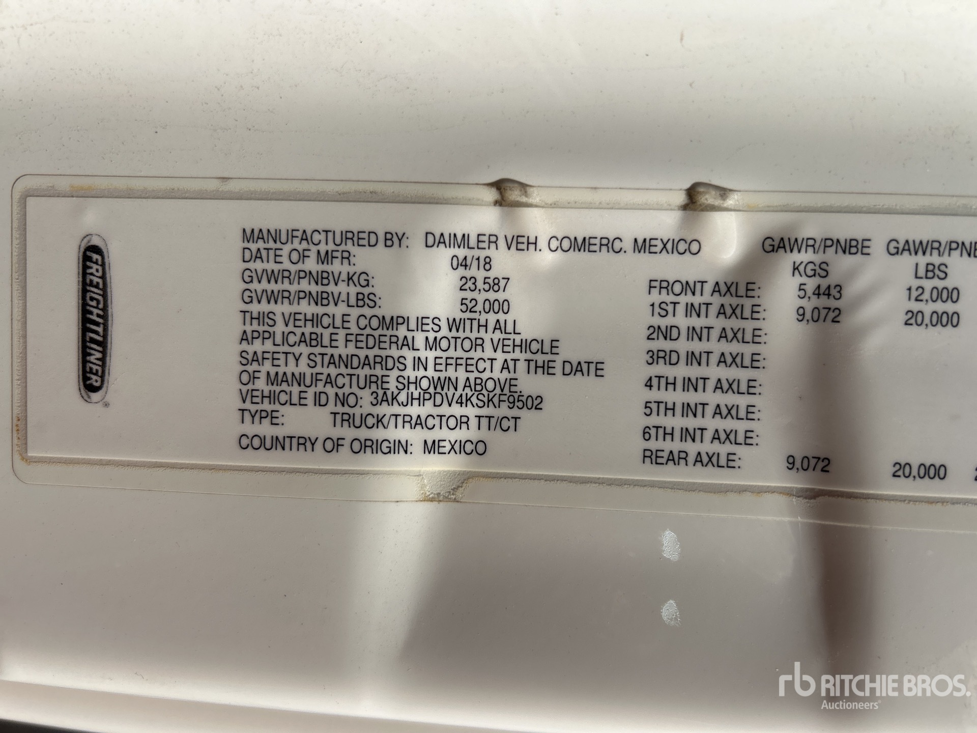 General Appearance with Serial Number / VIN
