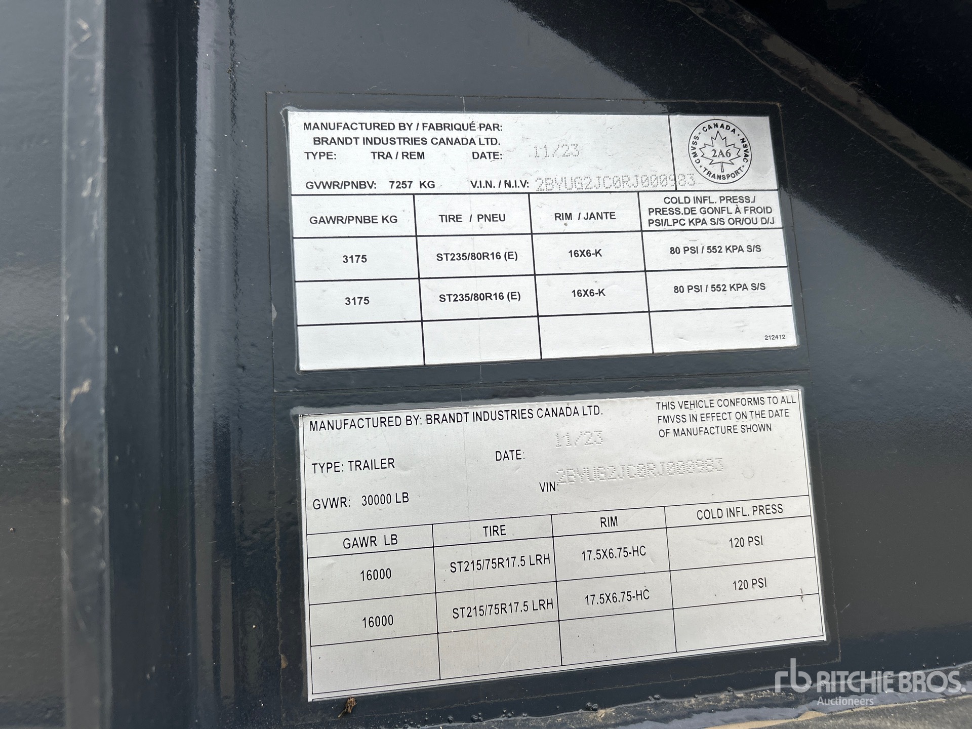 General Appearance with Serial Number / VIN