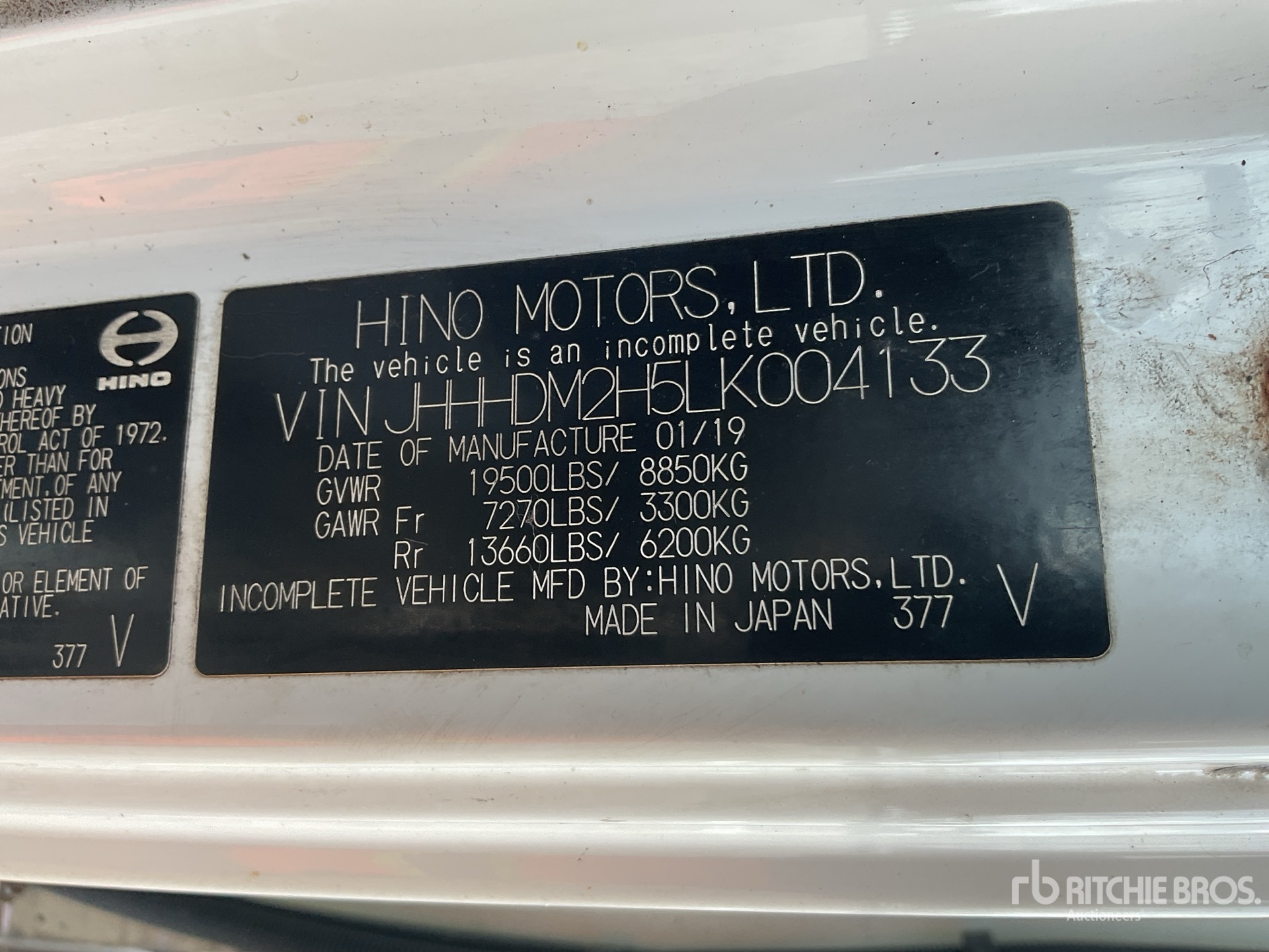General Appearance with Serial Number / VIN