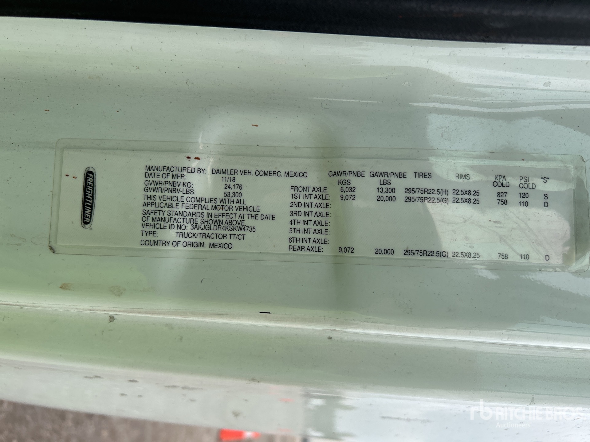 General Appearance with Serial Number / VIN