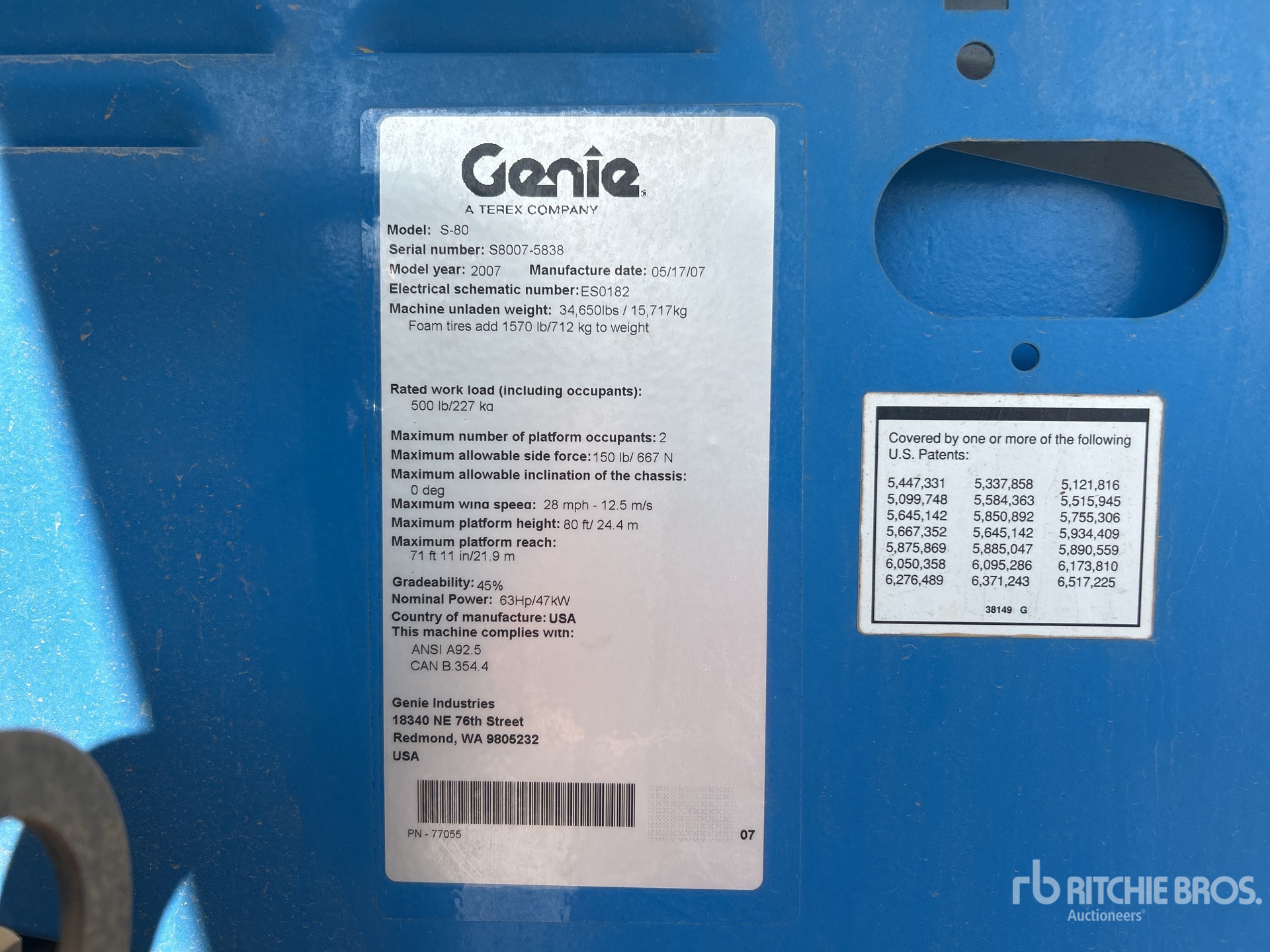 General Appearance with Serial Number / VIN