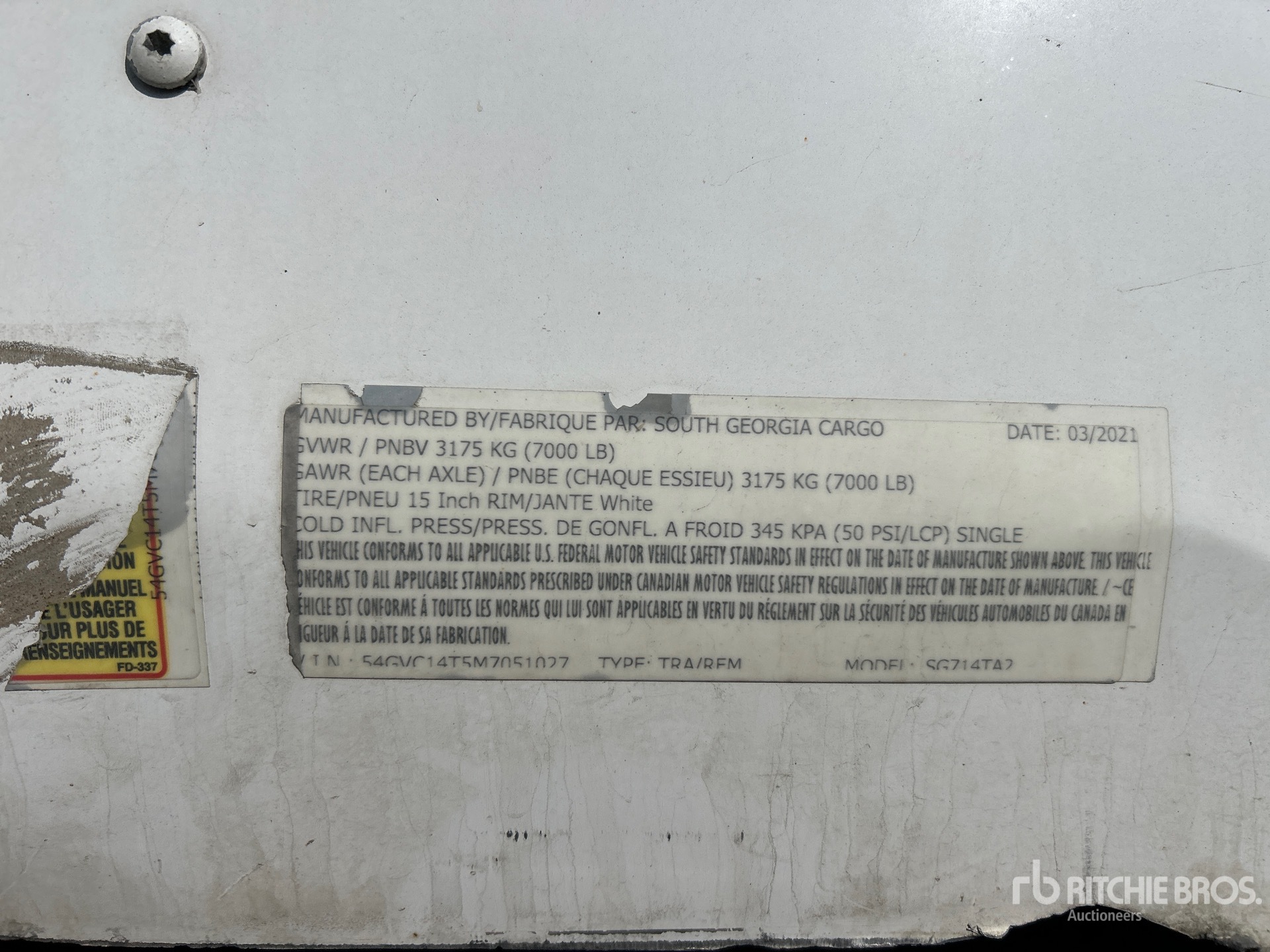 General Appearance with Serial Number / VIN
