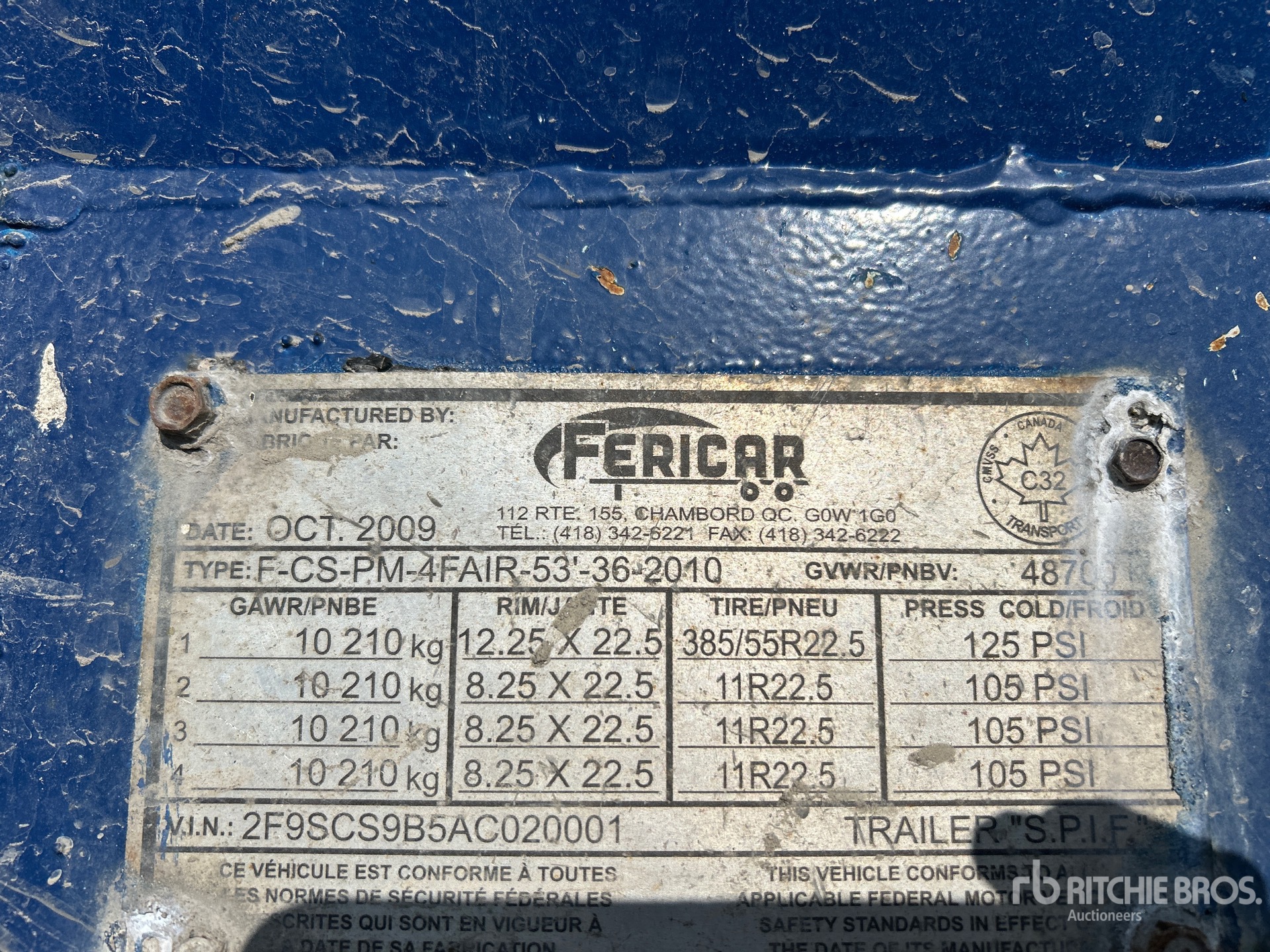General Appearance with Serial Number / VIN
