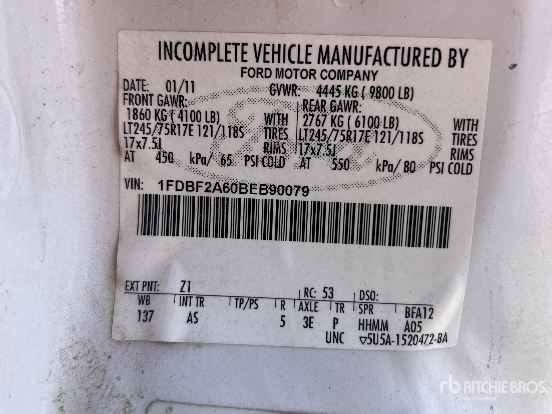 General Appearance with Serial Number / VIN