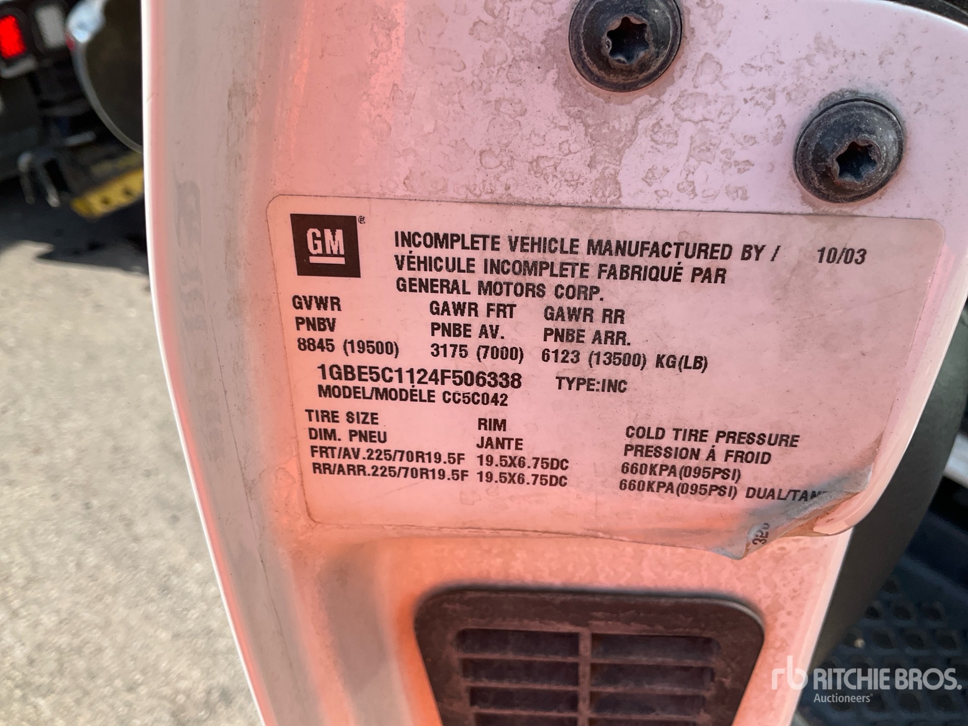 General Appearance with Serial Number / VIN