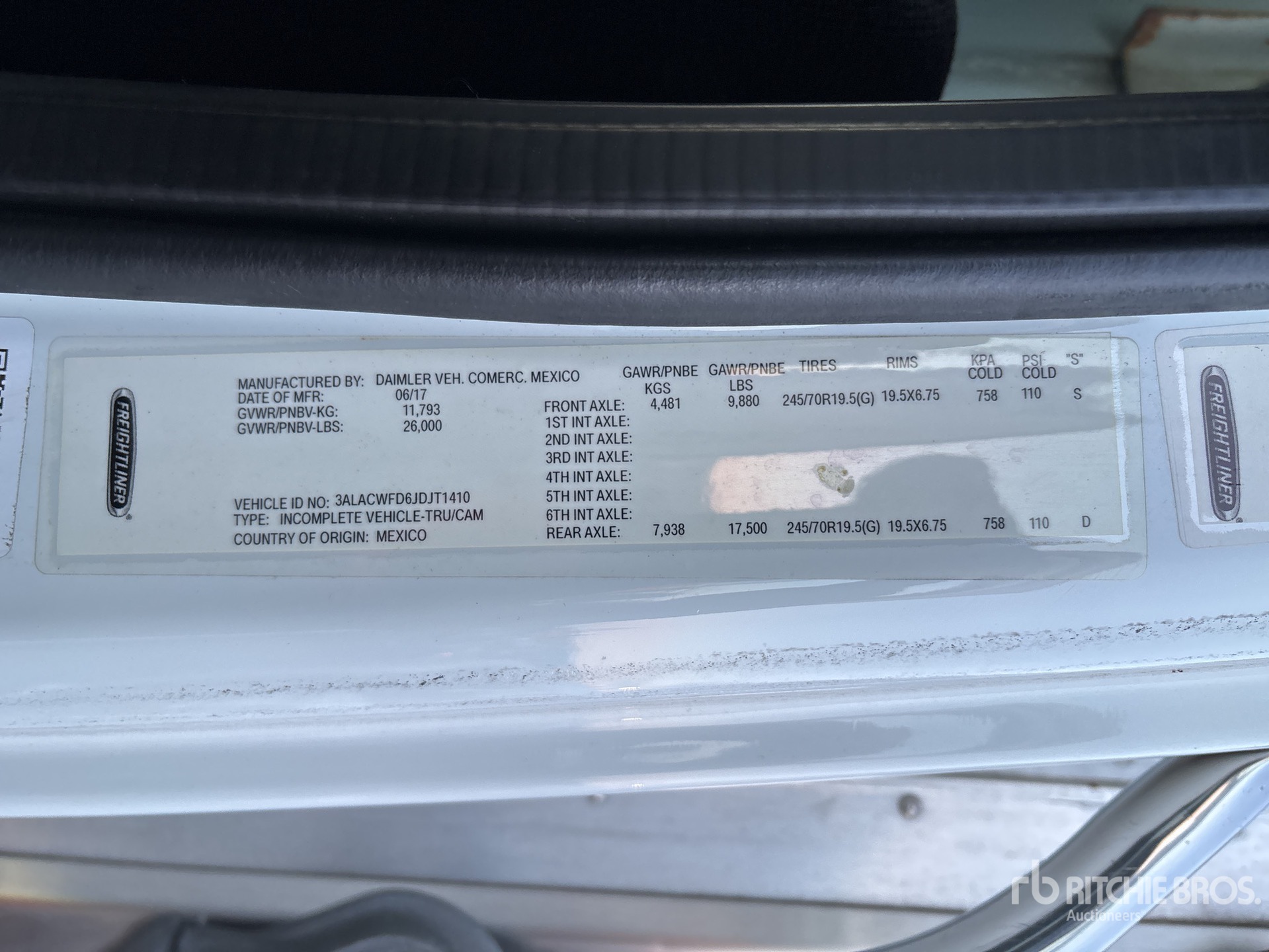 General Appearance with Serial Number / VIN