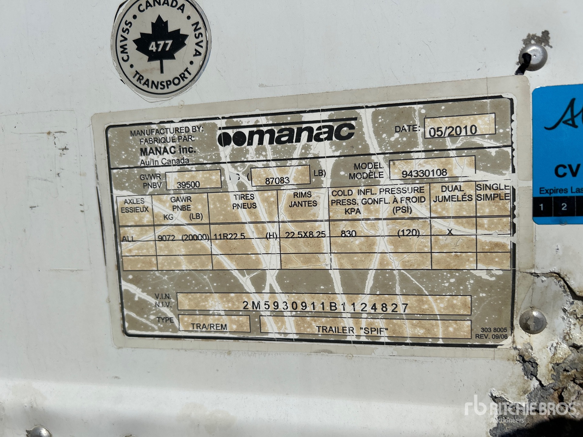 General Appearance with Serial Number / VIN