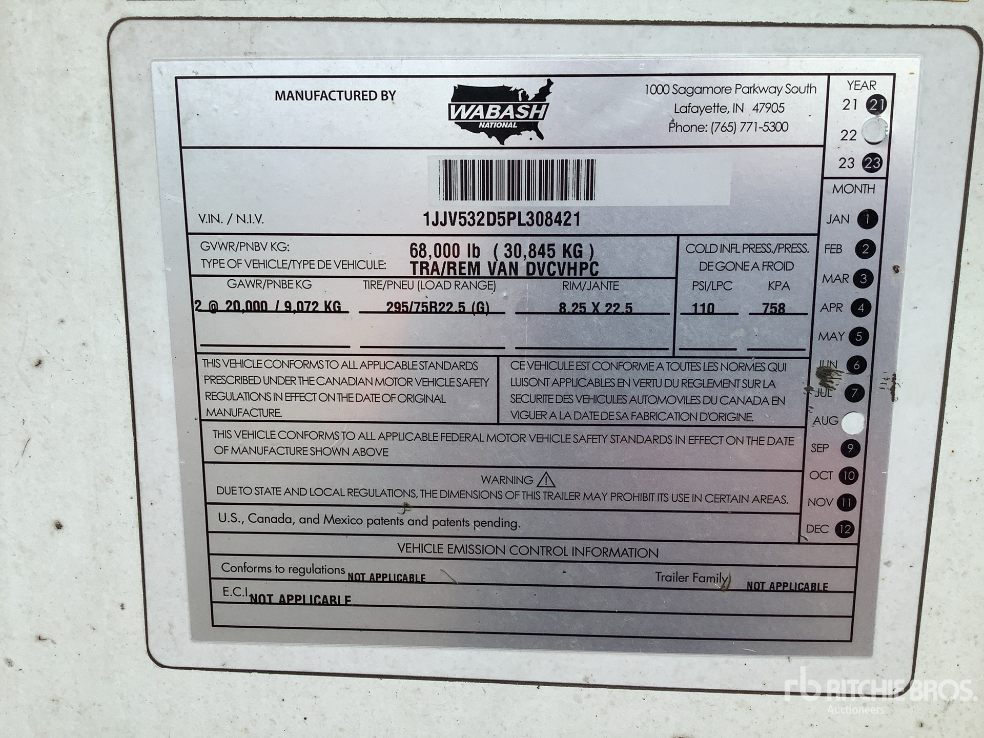 General Appearance with Serial Number / VIN